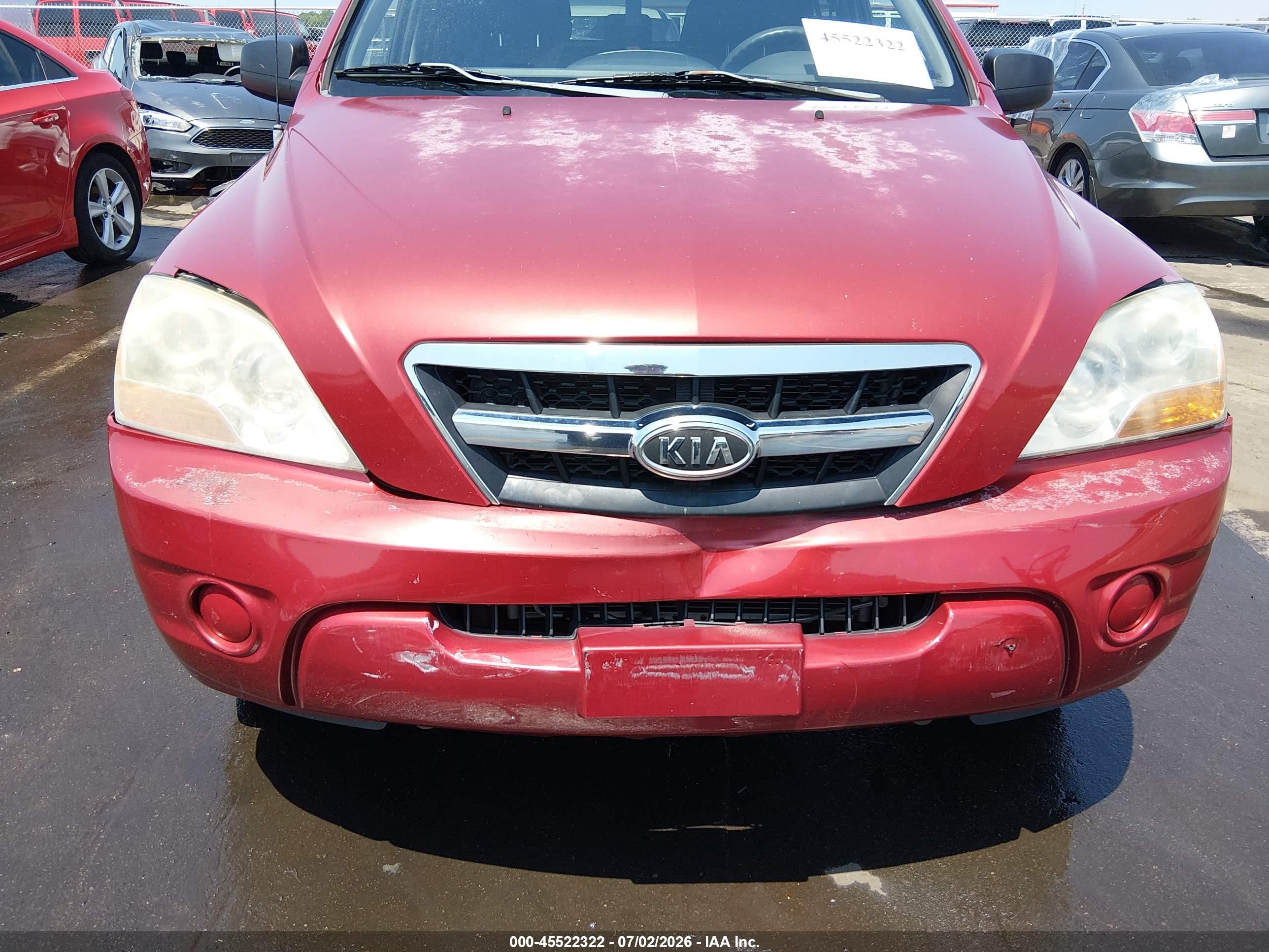 2009 Kia Sorento Lx Red vin: KNDJD735095890380