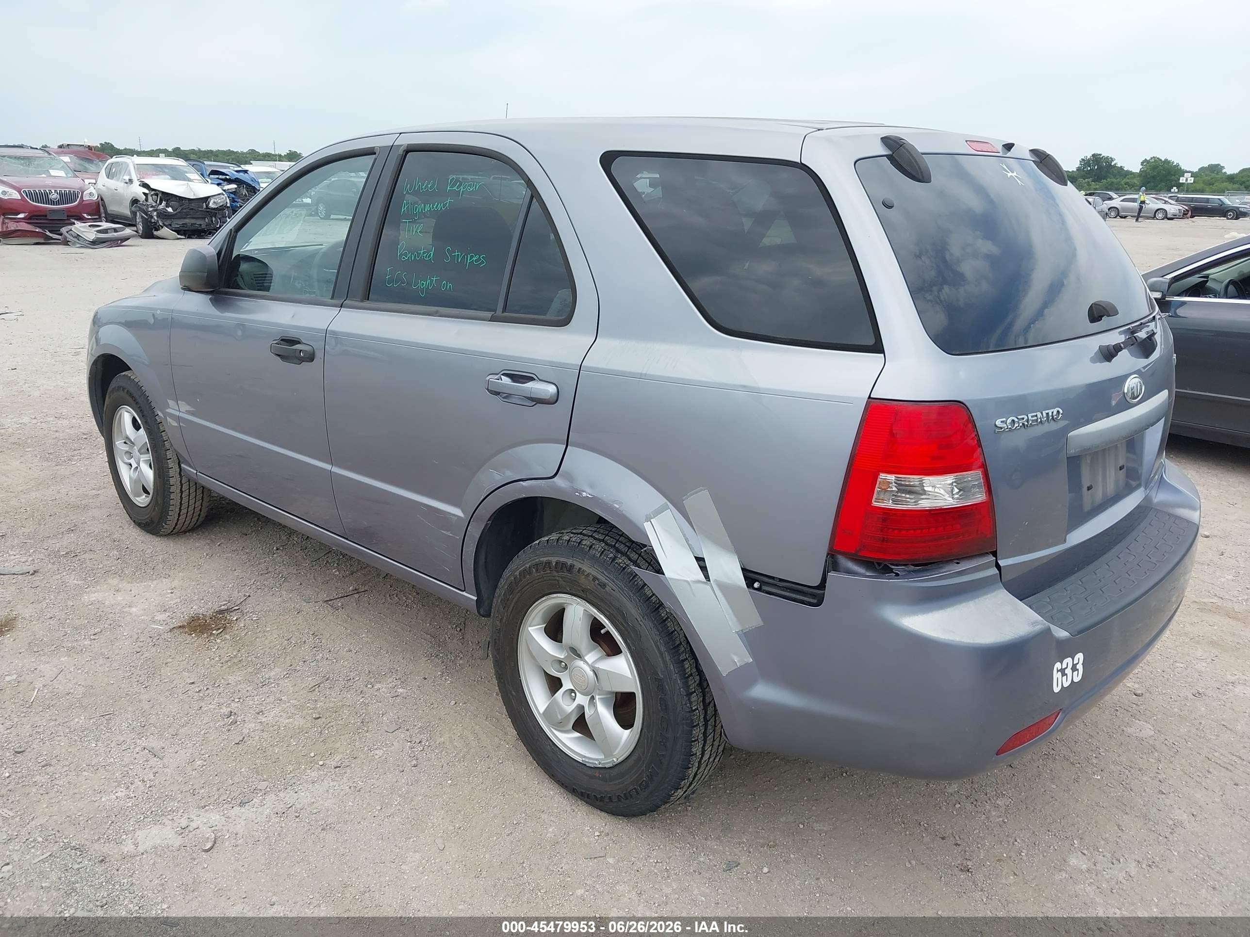 2009 Kia Sorento Lx Base Gray vin: KNDJD735195888752