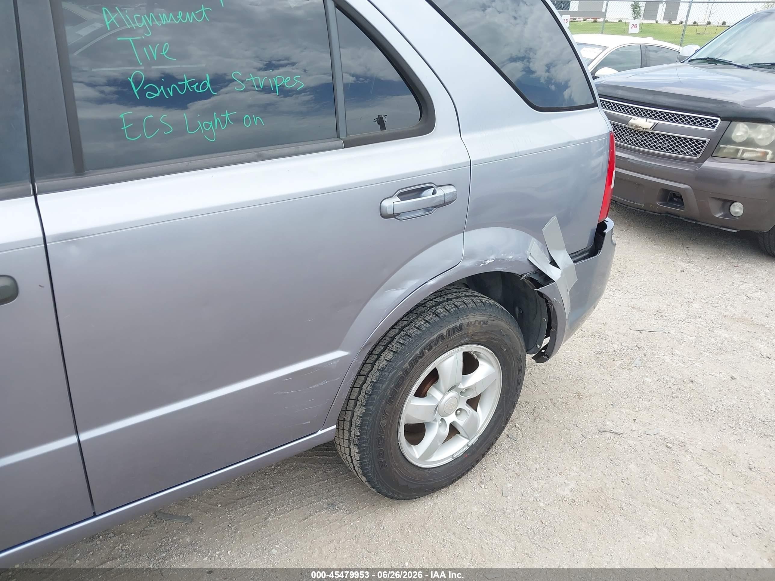 2009 Kia Sorento Lx Base Gray vin: KNDJD735195888752