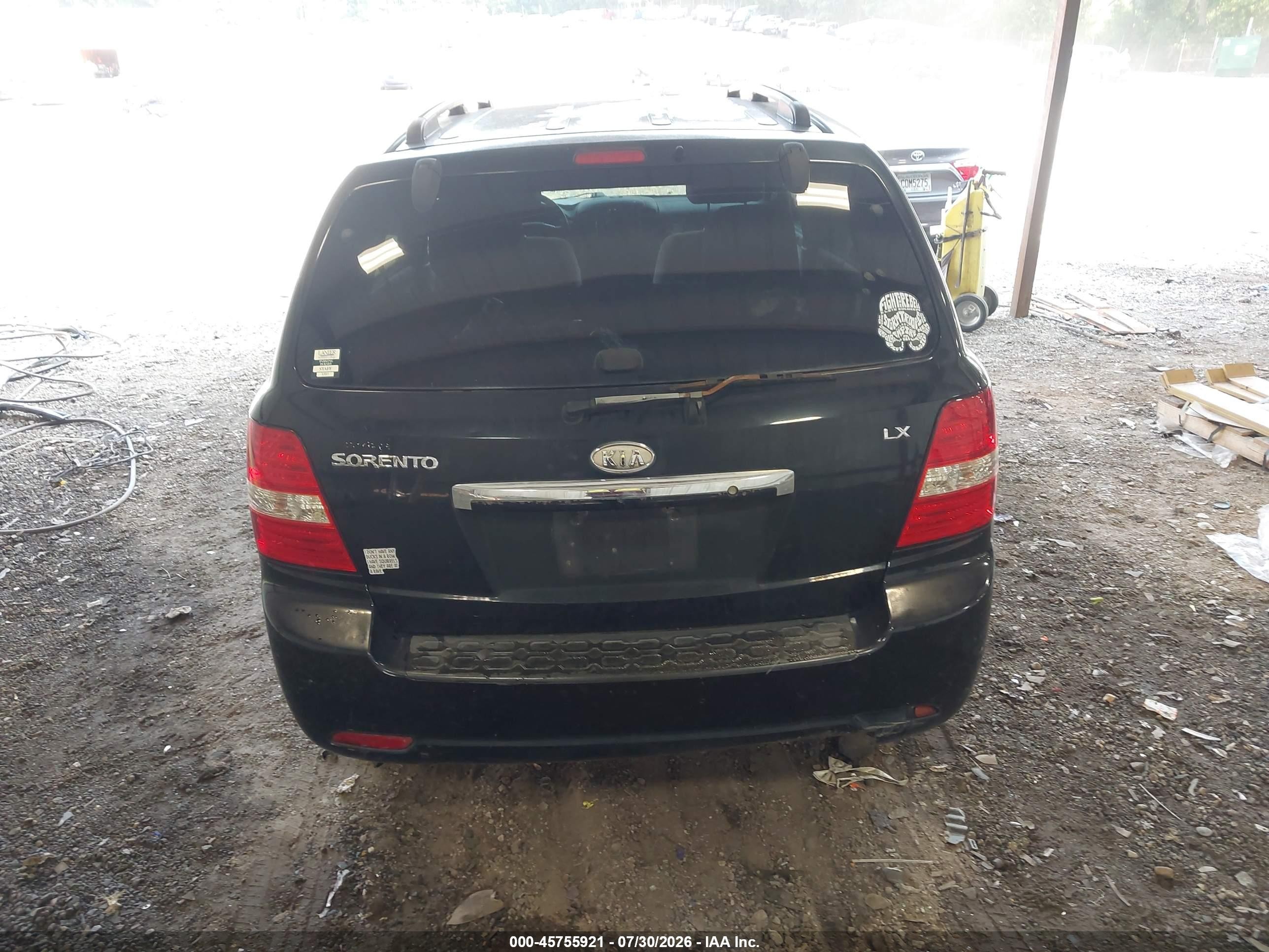 2008 Kia Sorento Lx Black vin: KNDJD735385844654