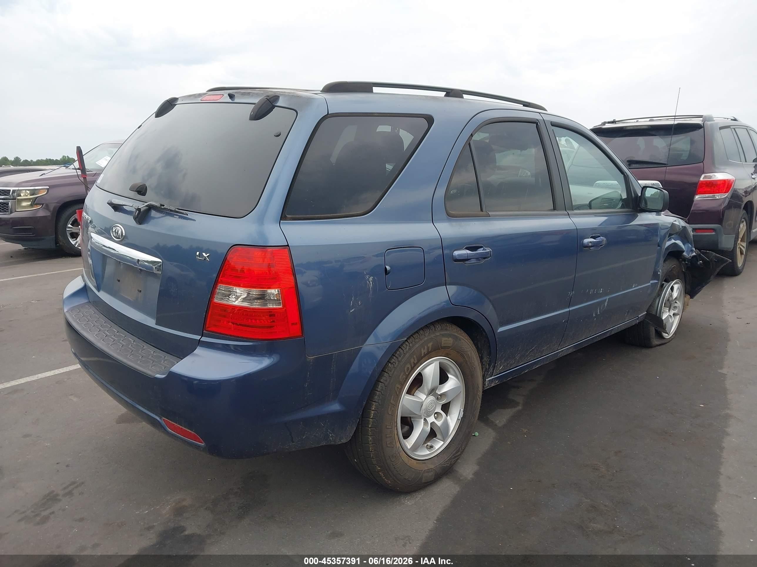 2008 Kia Sorento Lx Blue vin: KNDJD735X85777521