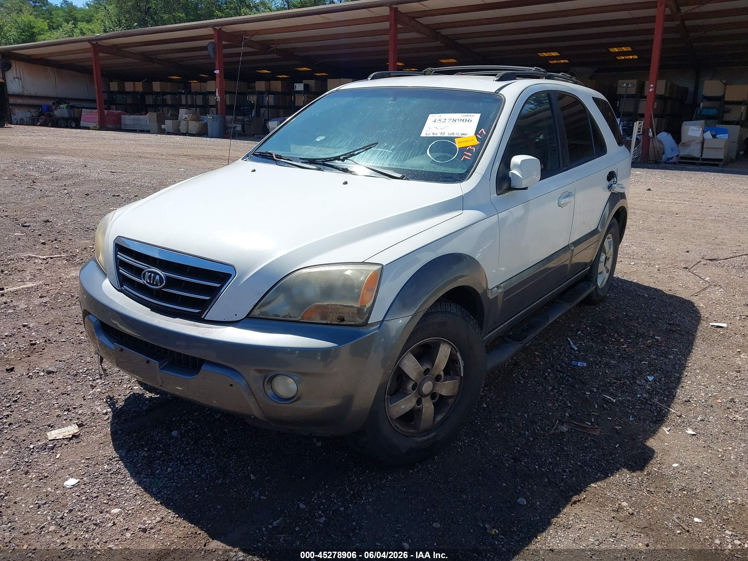 2007 Kia Sorento Ex White vin: KNDJD736475713417