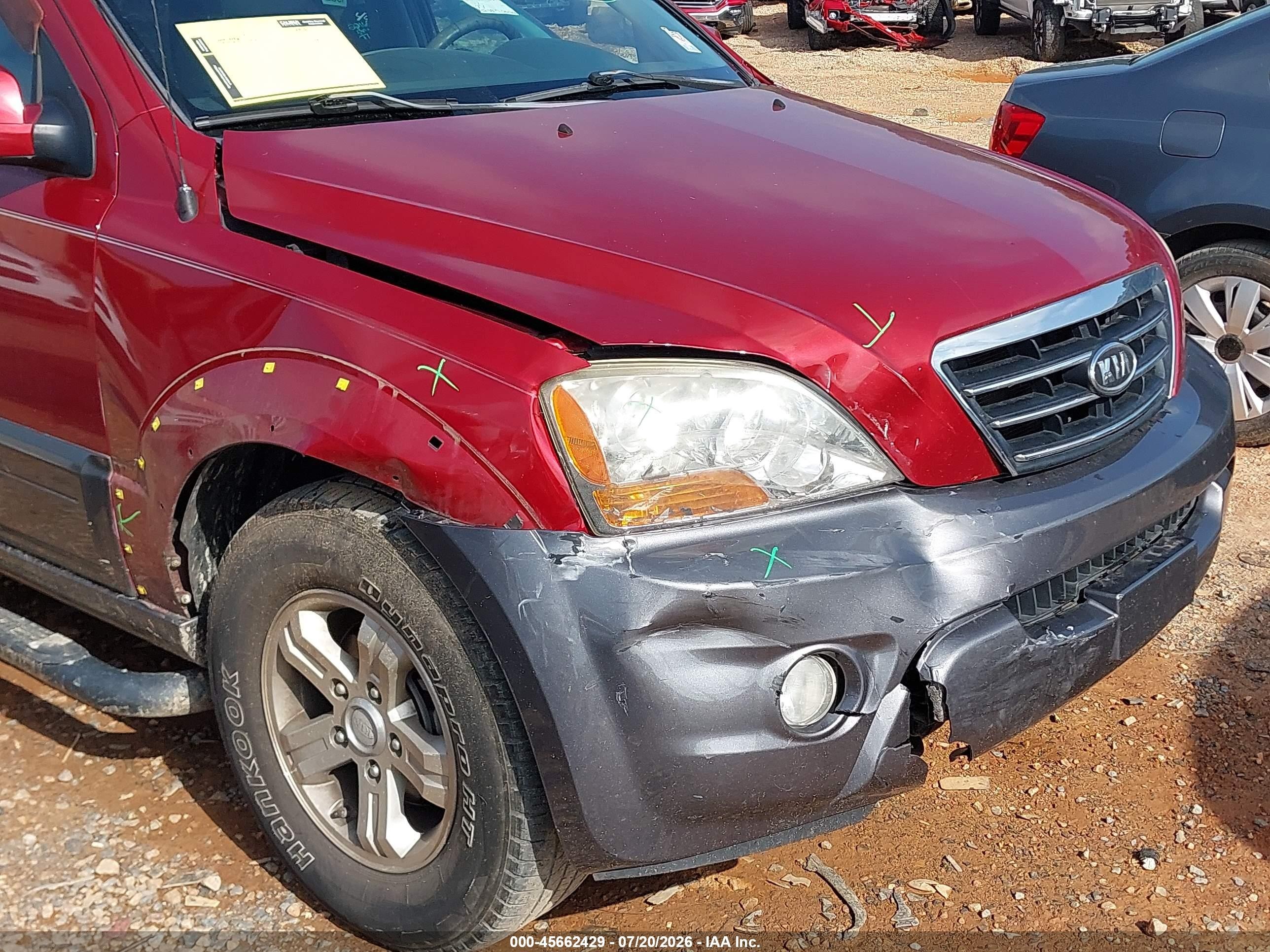 2008 Kia Sorento Ex Red vin: KNDJD736885841645