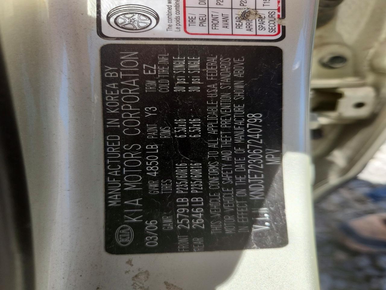 2006 Kia Sportage Lx Silver vin: KNDJE723067240798