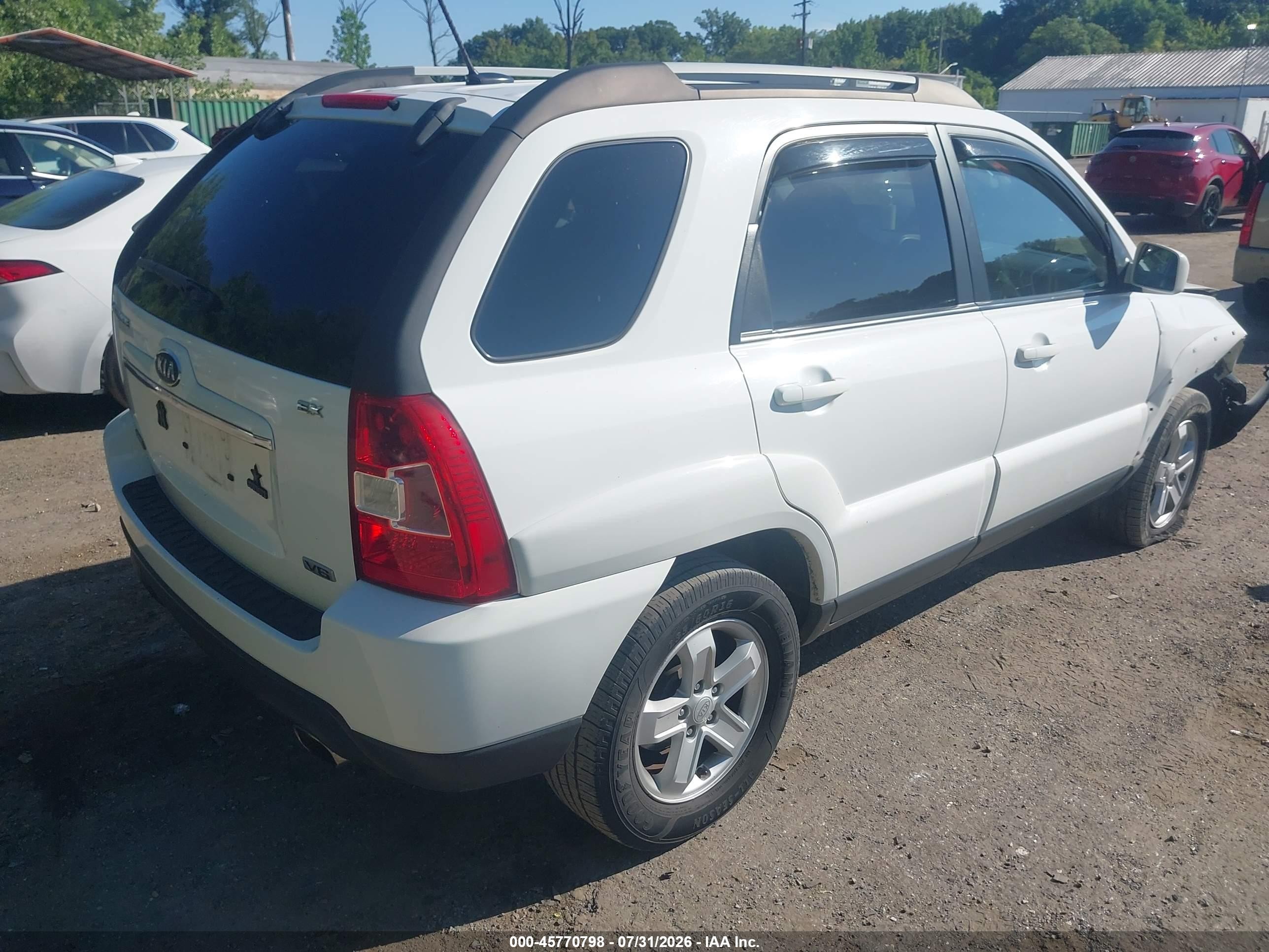 2009 Kia Sportage Ex V6 White vin: KNDJE723097637027