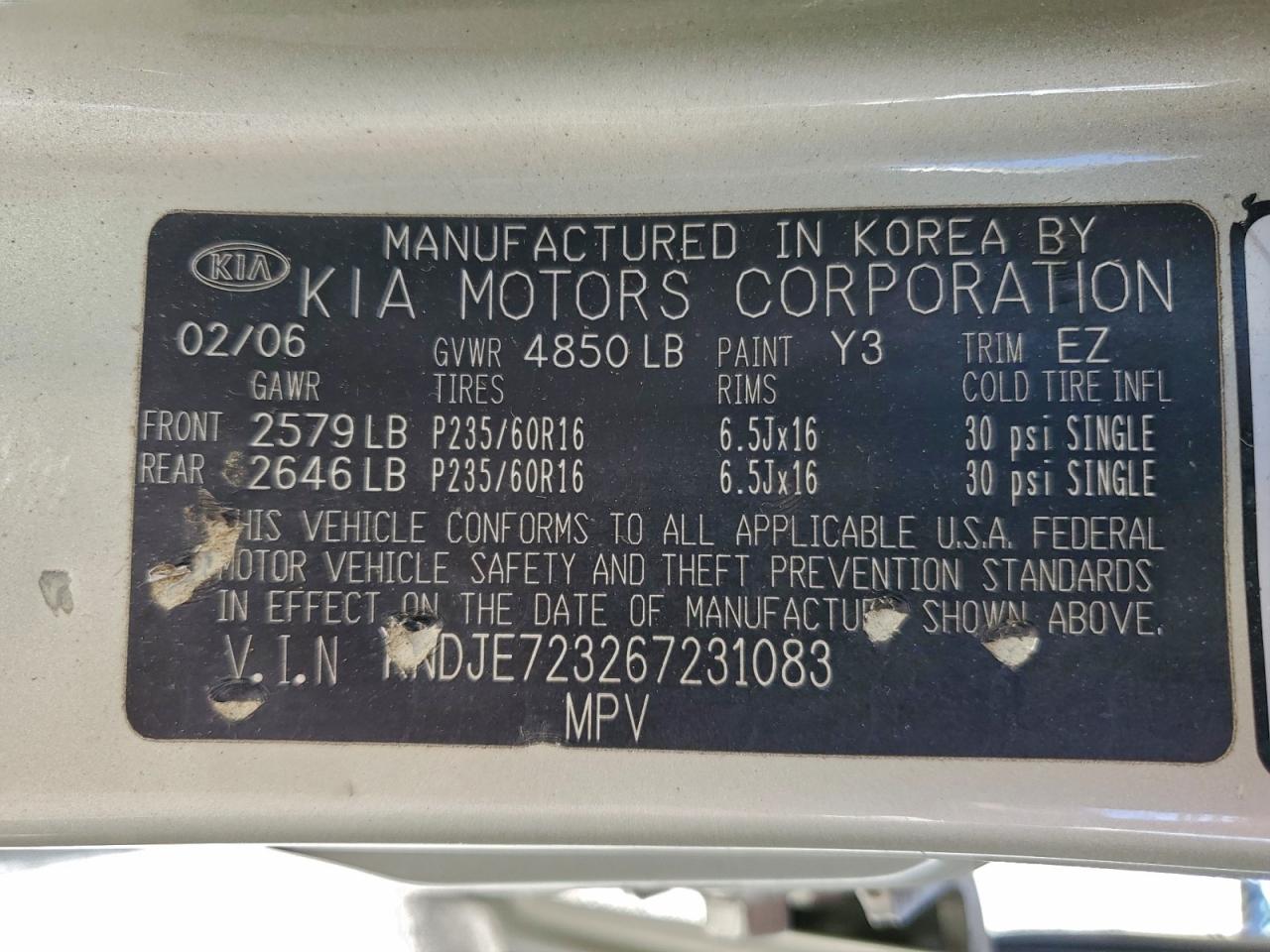 2006 Kia New Sportage Silver vin: KNDJE723267231083