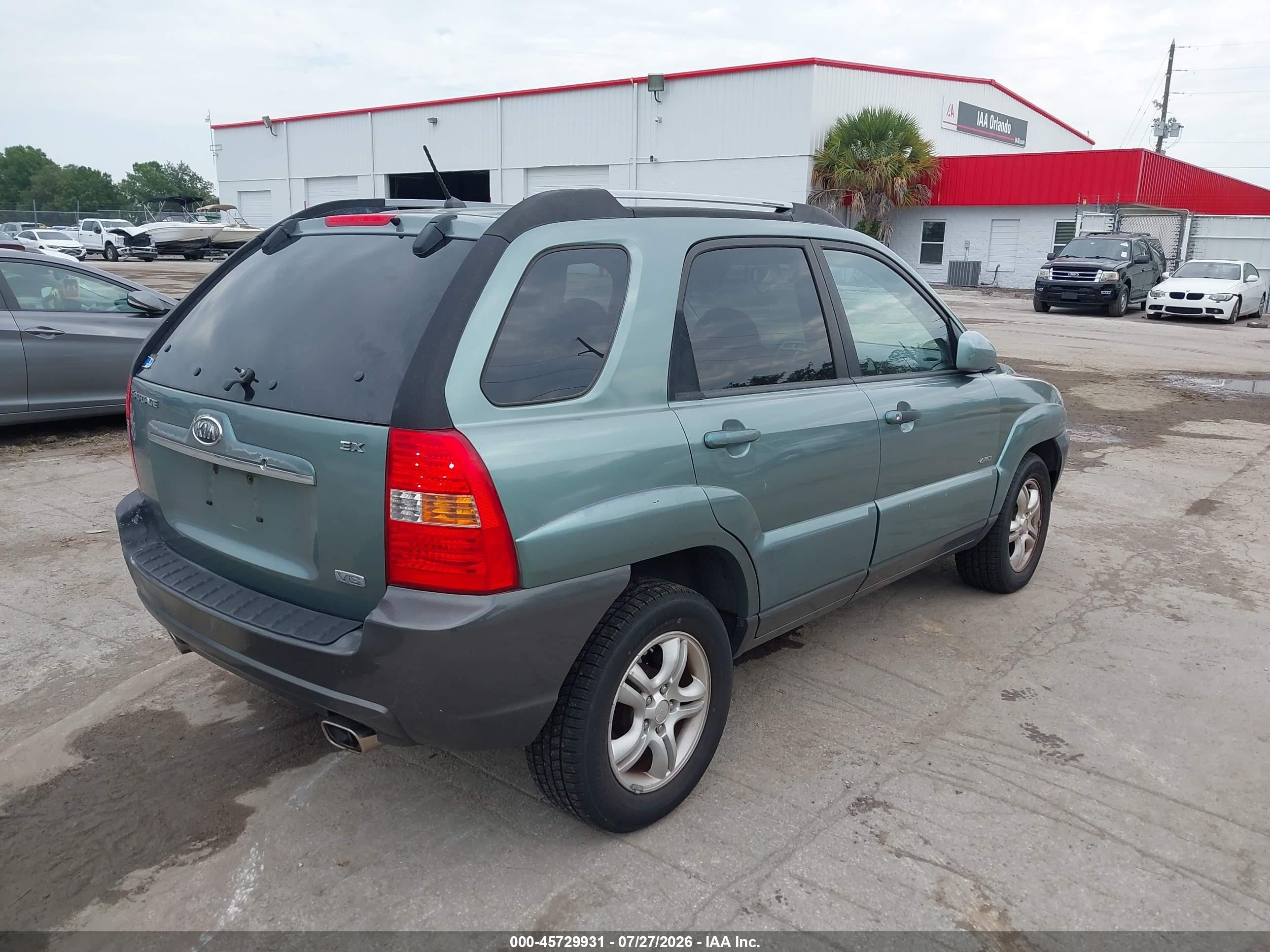 2007 Kia Sportage Ex V6 Зеленый vin: KNDJE723277323134