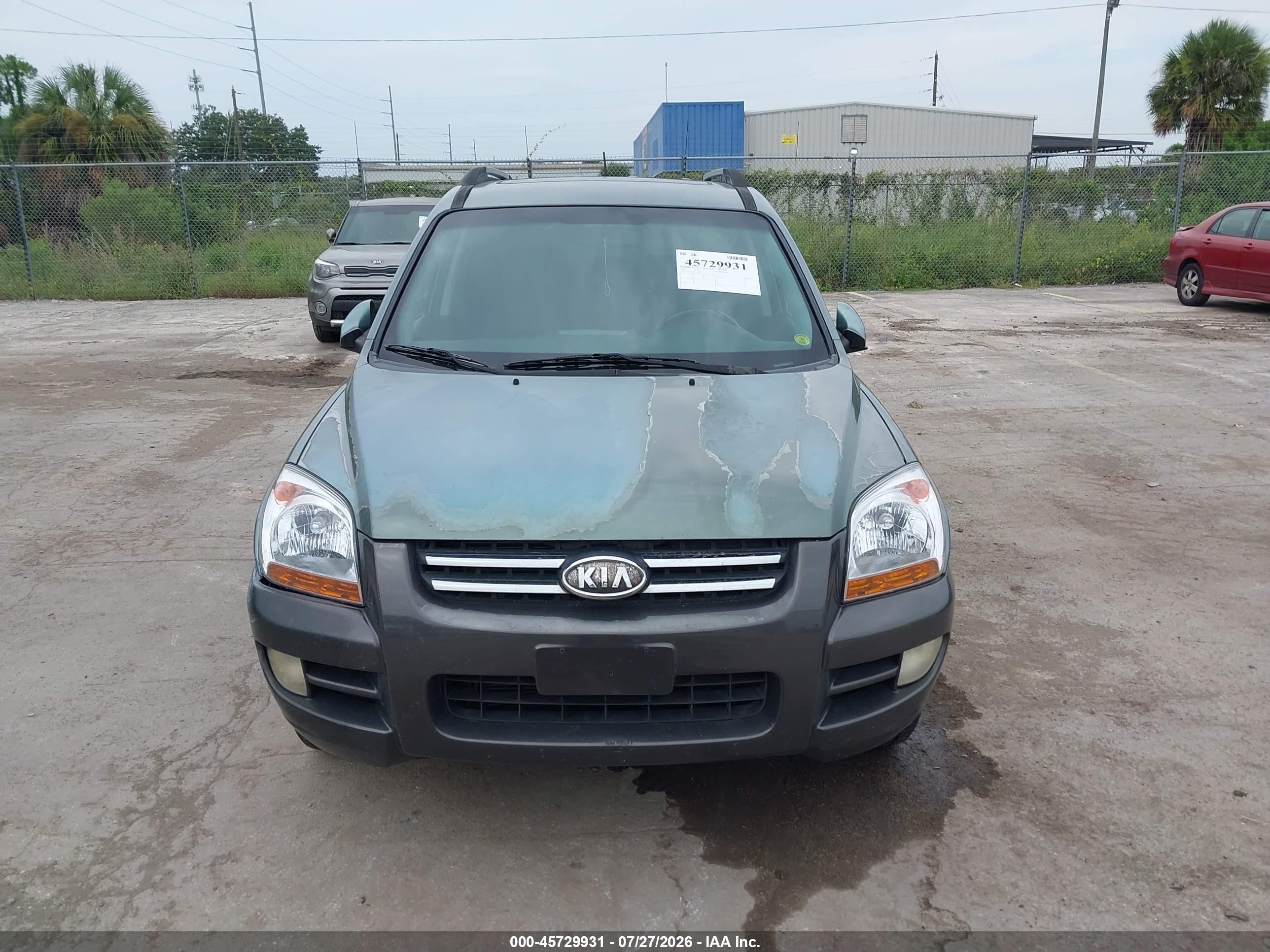 2007 Kia Sportage Ex V6 Зеленый vin: KNDJE723277323134