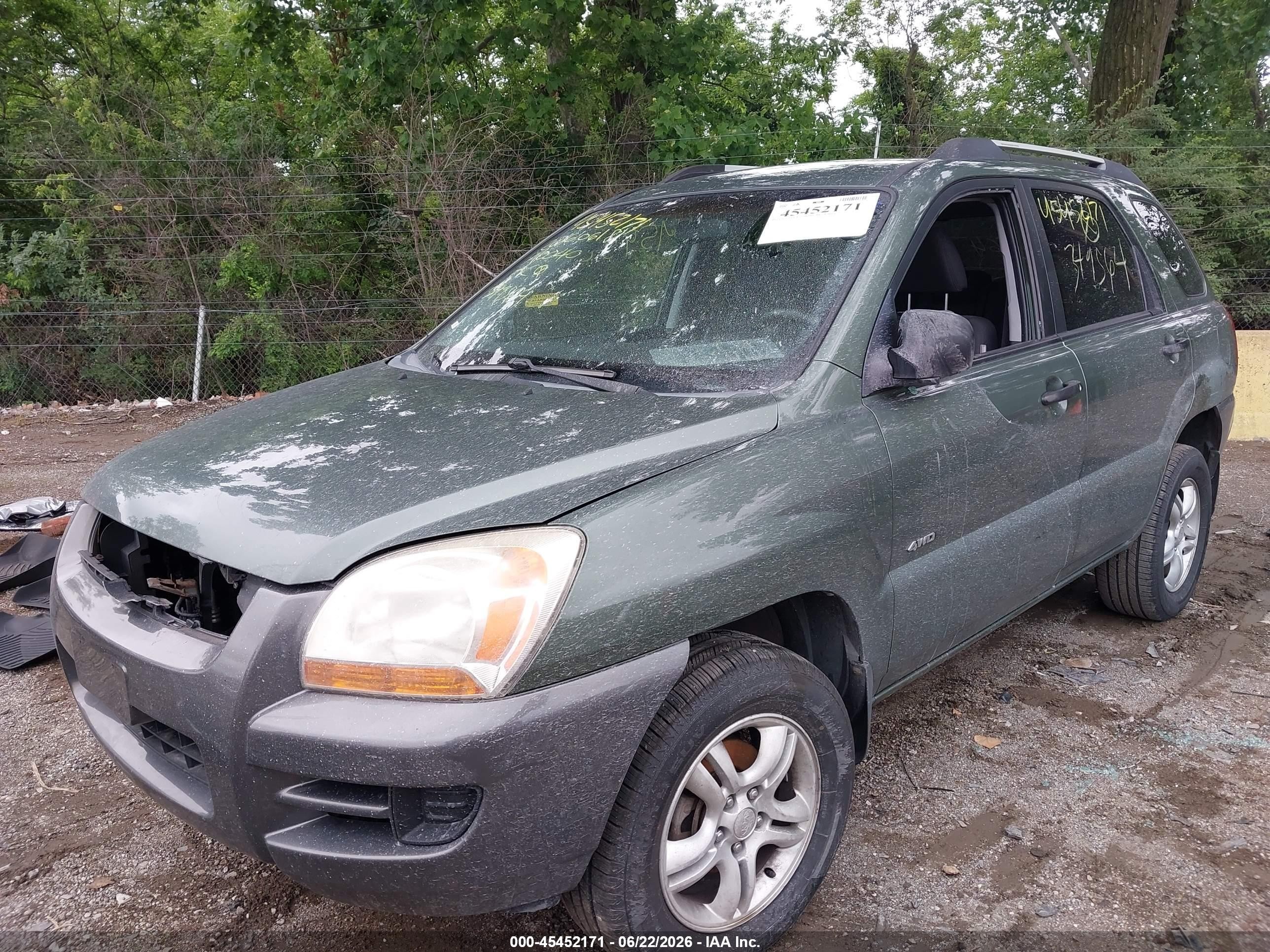 2007 Kia Sportage Lx V6 Green vin: KNDJE723377349564