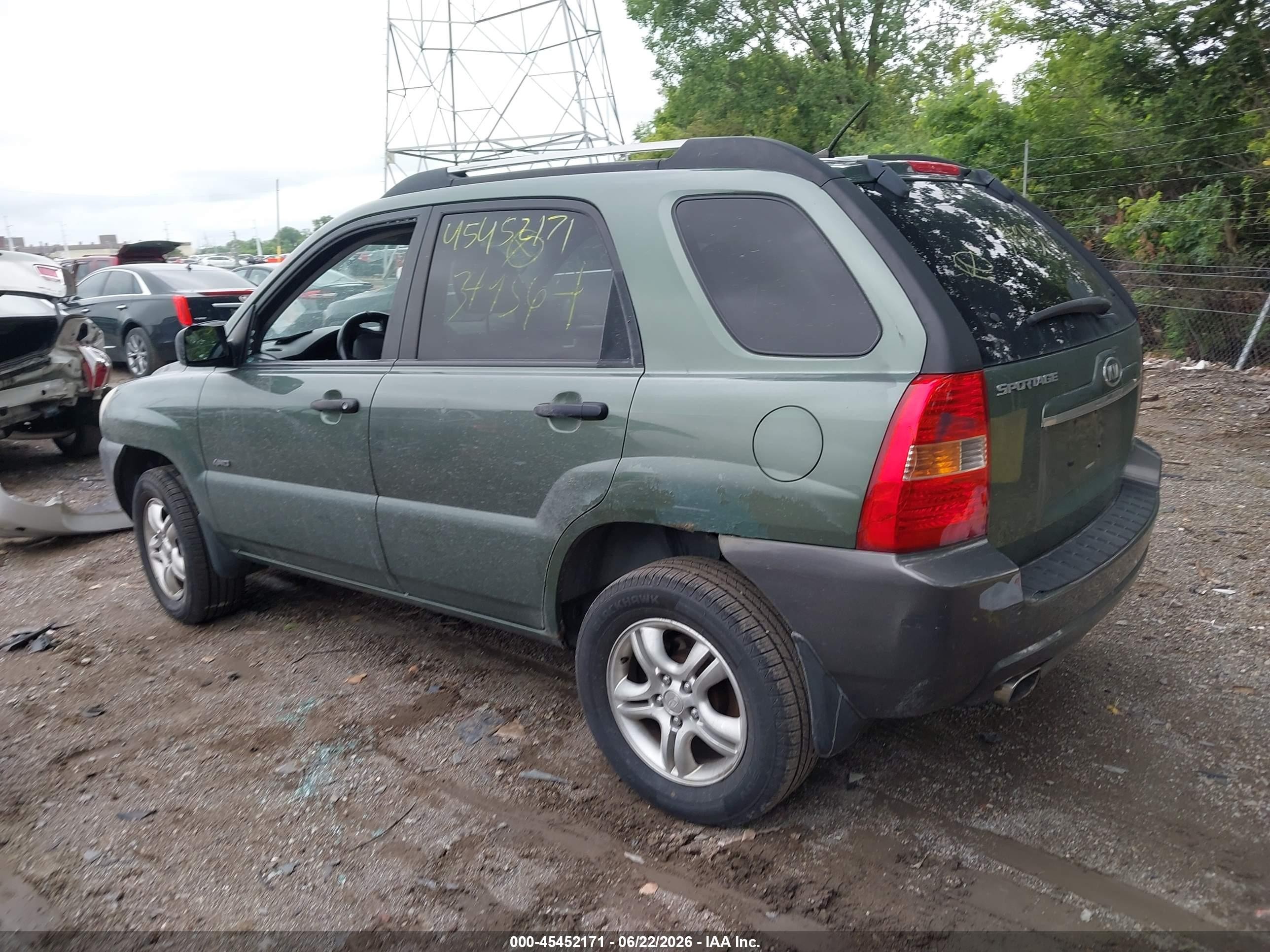 2007 Kia Sportage Lx V6 Green vin: KNDJE723377349564