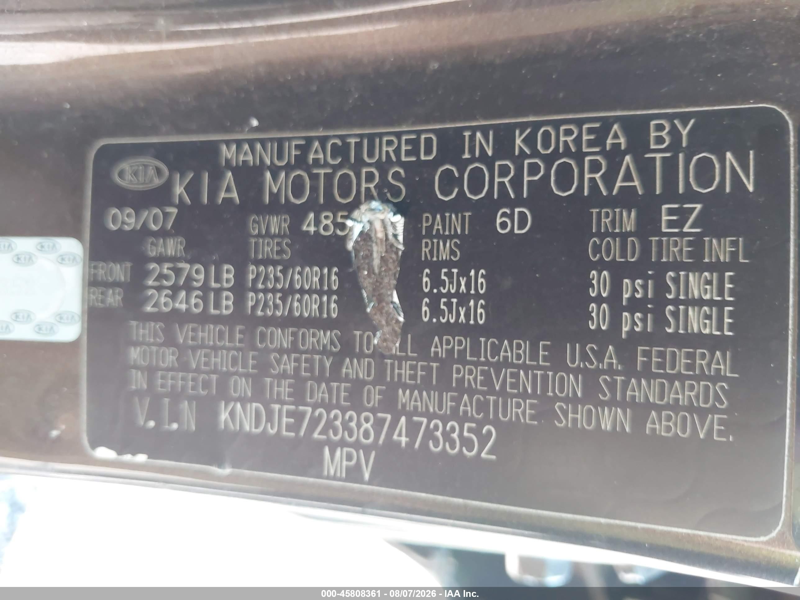 2008 Kia Sportage Lx V6 Brown vin: KNDJE723387473352