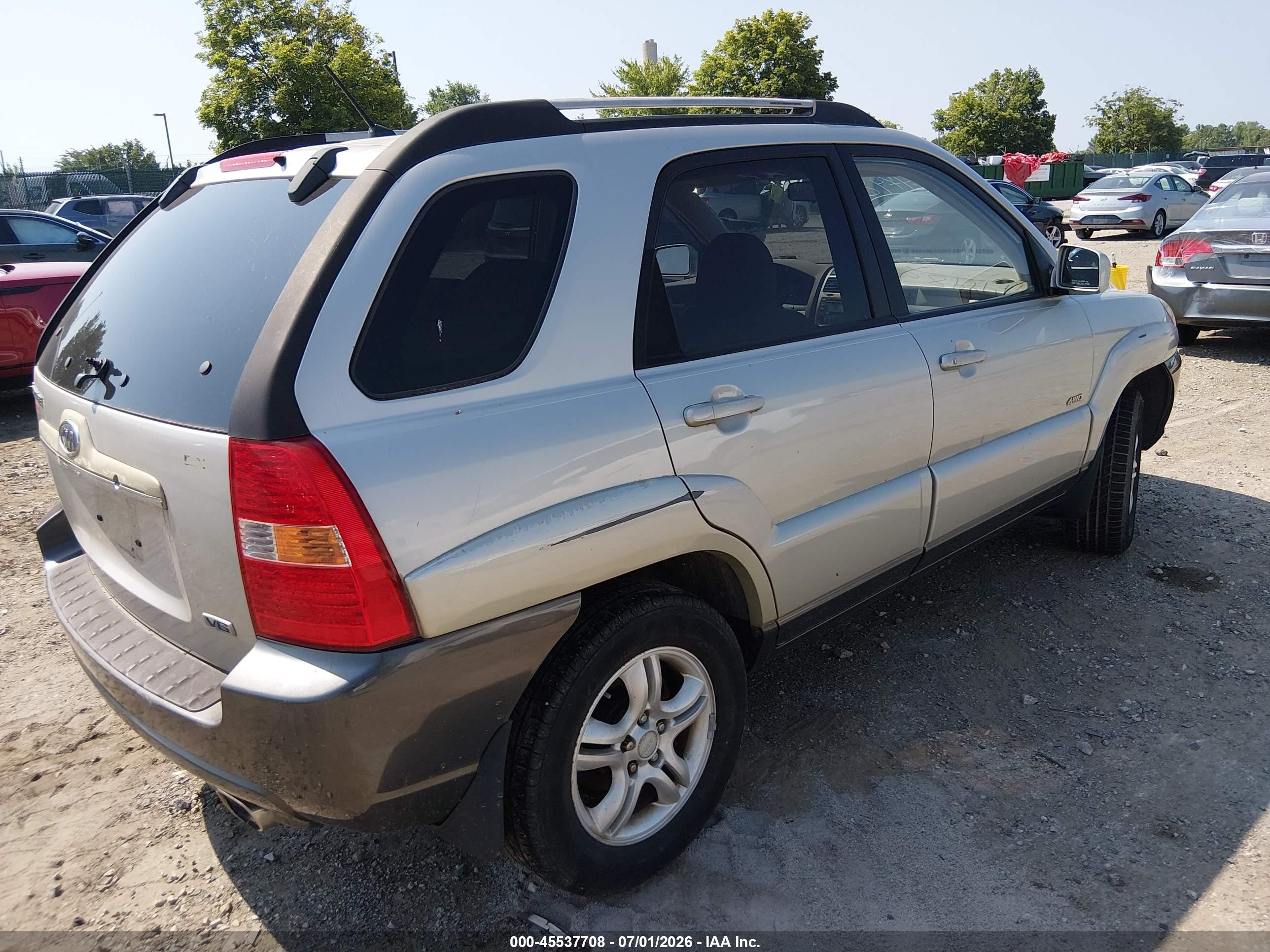 2007 Kia Sportage Ex V6 Gray vin: KNDJE723477342185