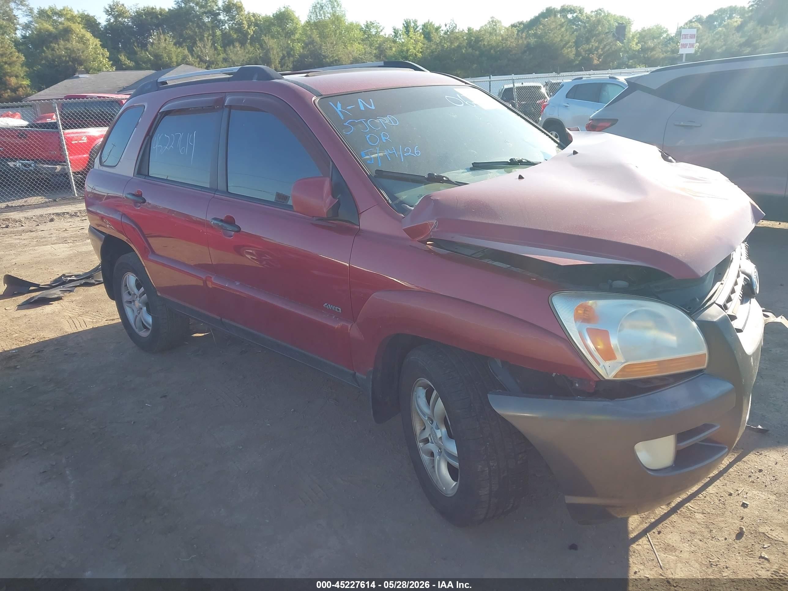2005 Kia Sportage Ex V6/lx V6 Red vin: KNDJE723657062250