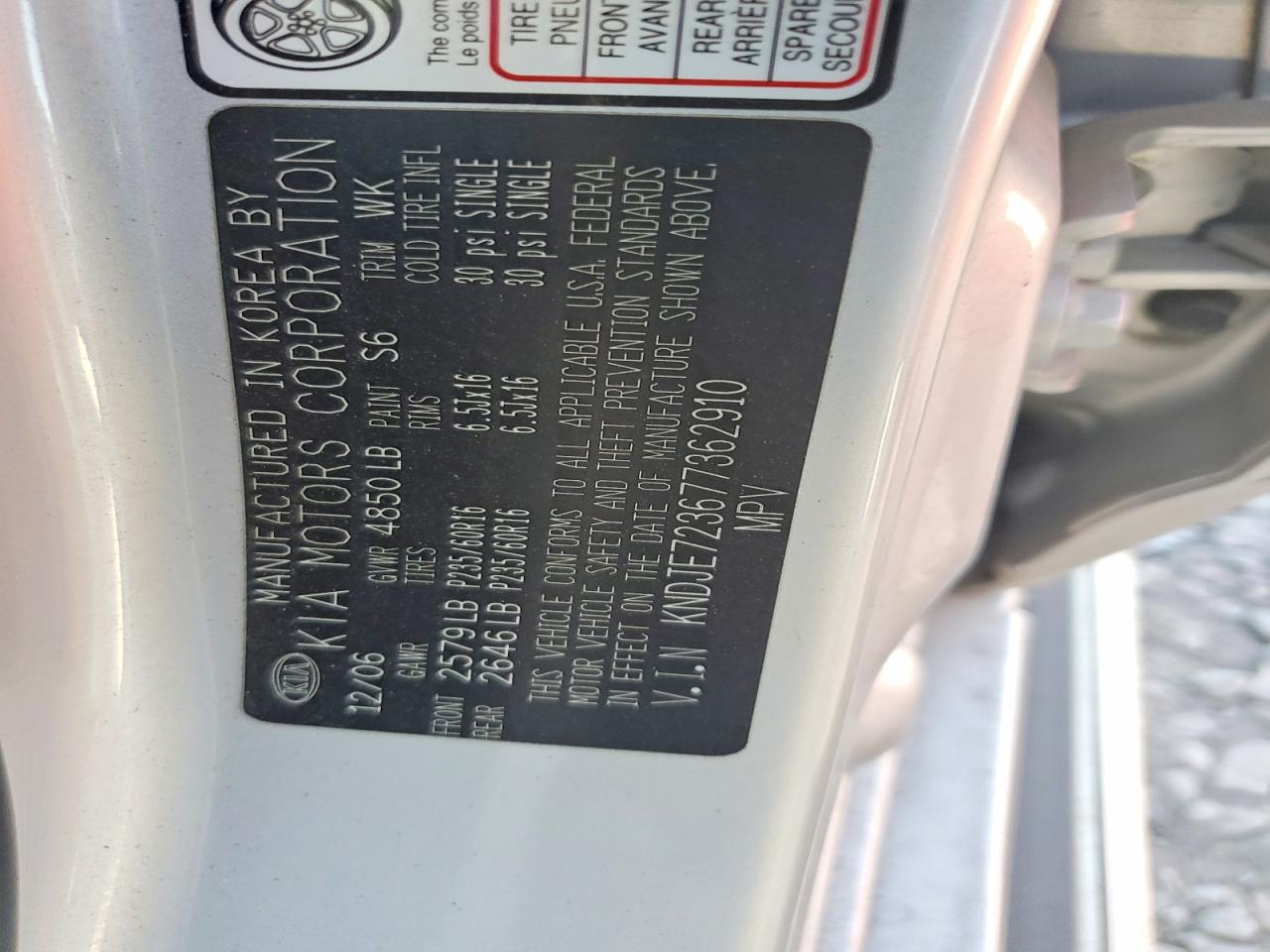 2007 Kia Sportage Lx Silver vin: KNDJE723677362910