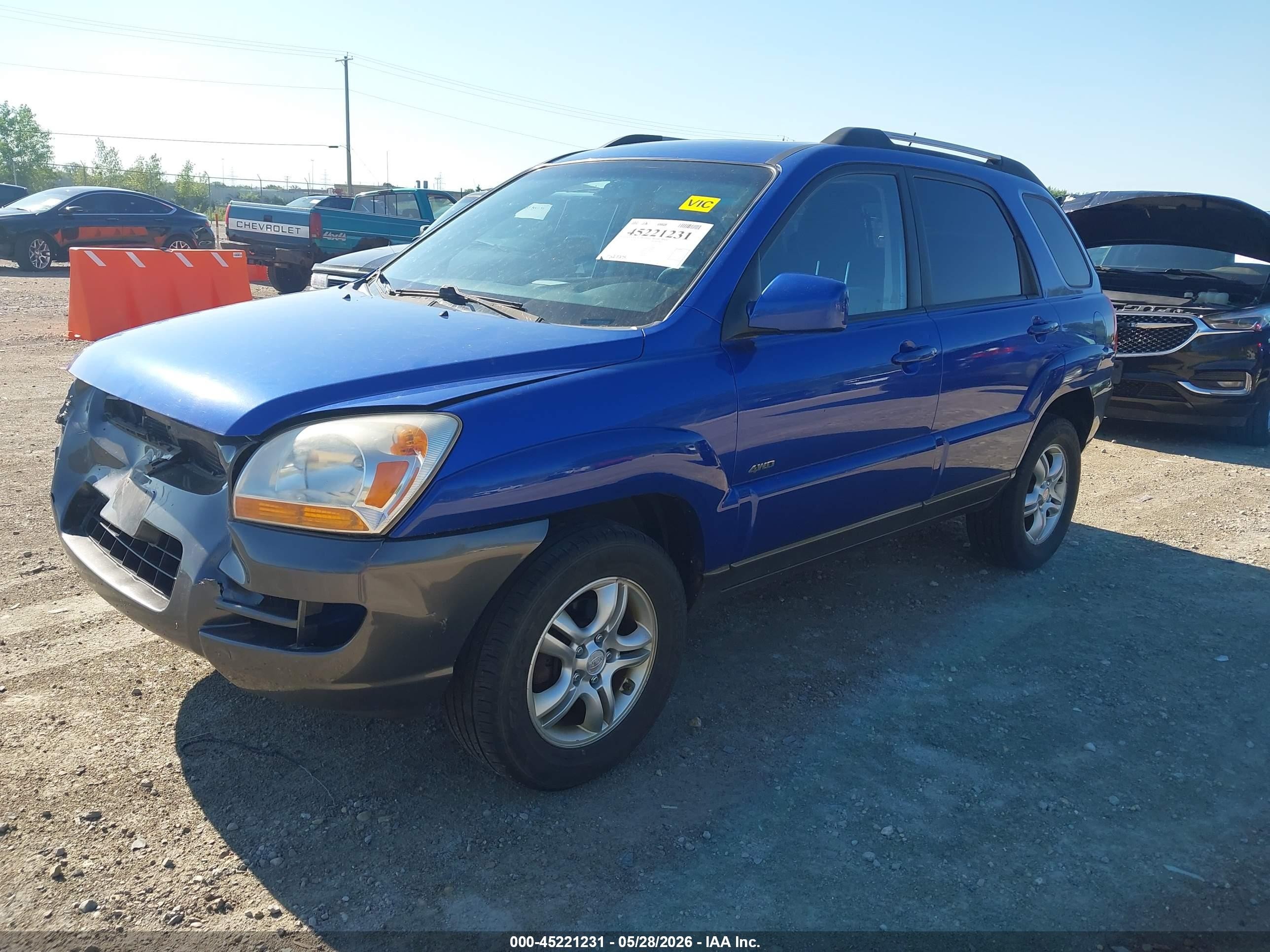 2007 Kia Sportage Ex V6 Blue vin: KNDJE723677371820