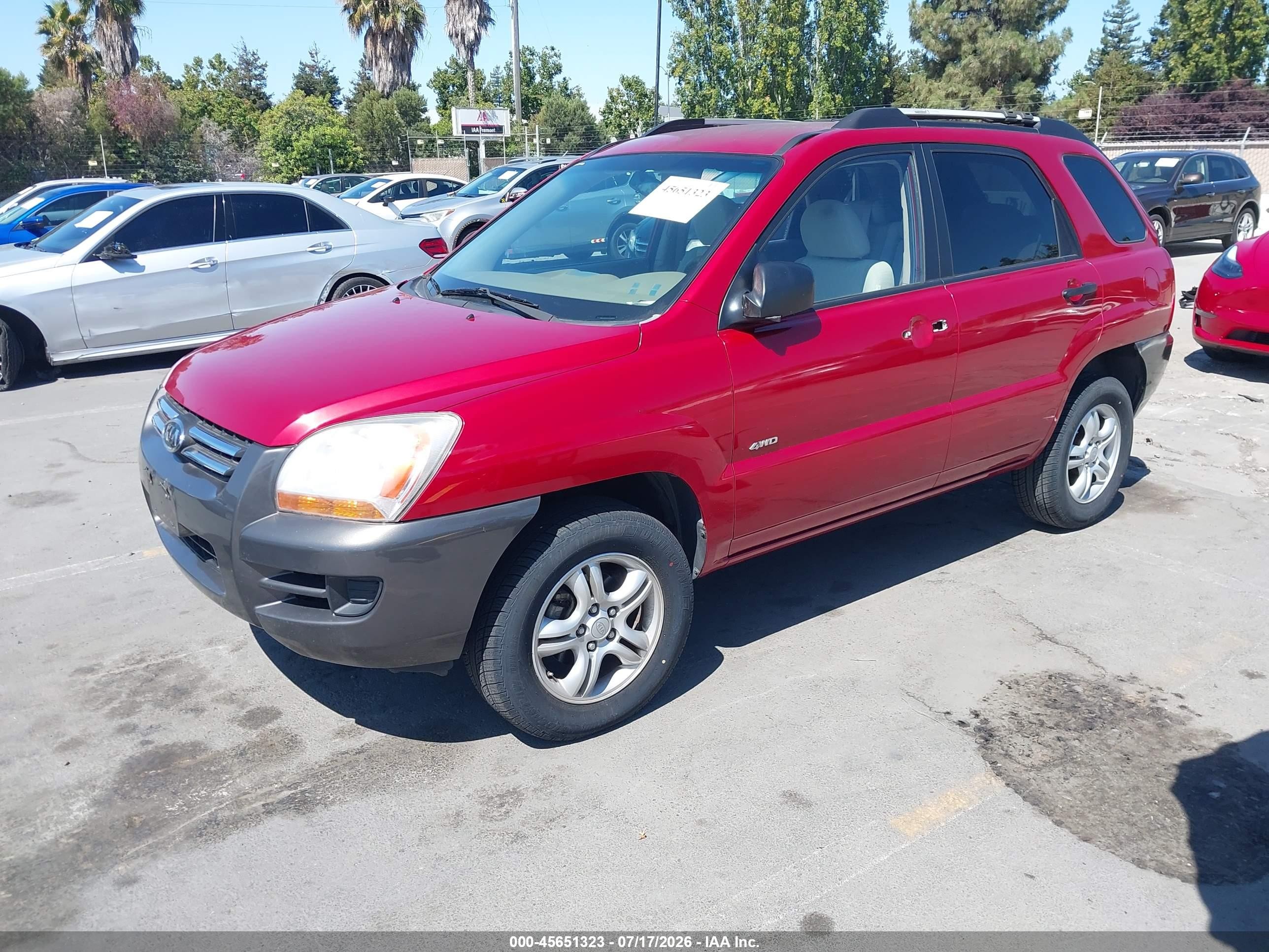 2008 Kia Sportage Lx V6 Red vin: KNDJE723687478304