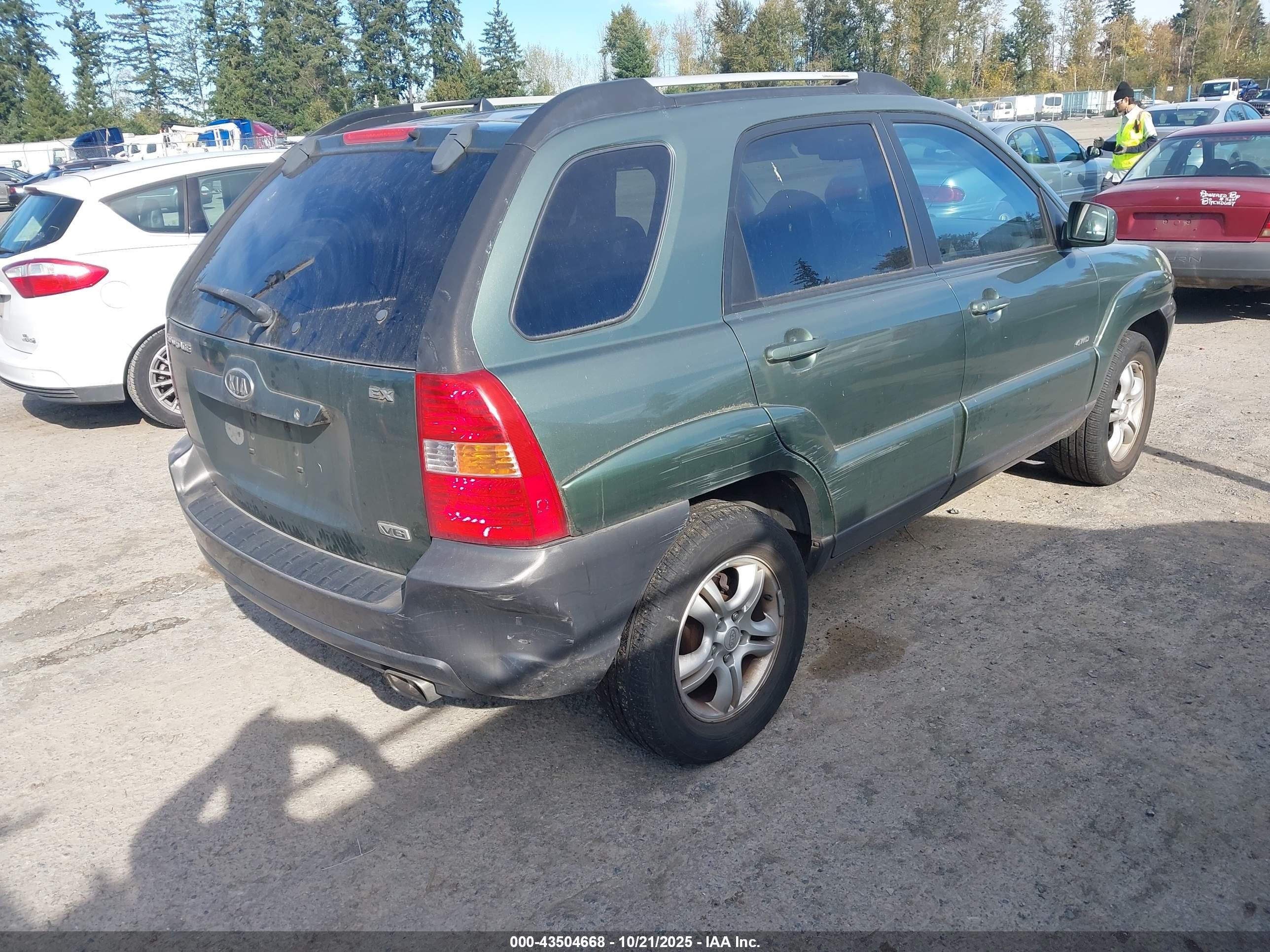 2005 Kia Sportage Ex V6/lx V6 Зеленый vin: KNDJE723757073676