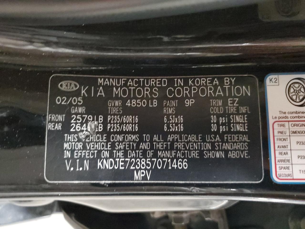 2005 Kia New Sportage Black vin: KNDJE723857071466