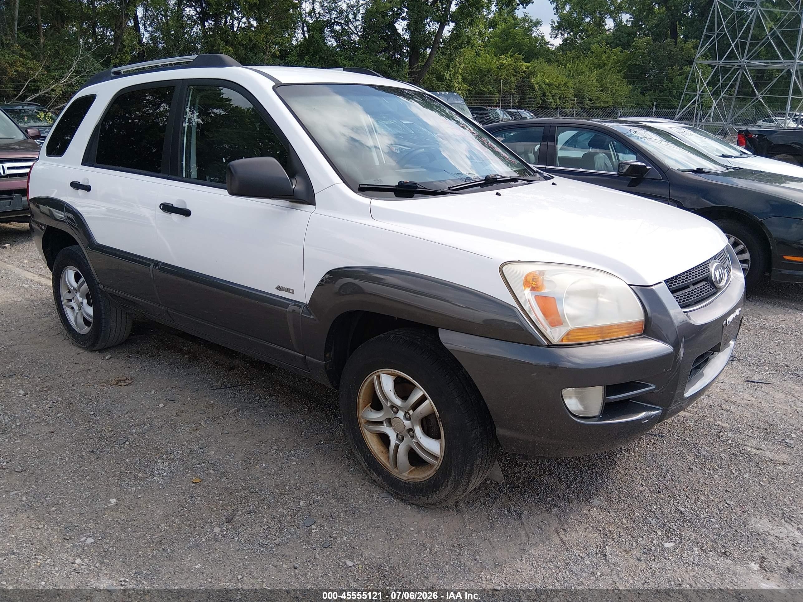 2007 Kia Sportage Lx V6 White vin: KNDJE723877367882