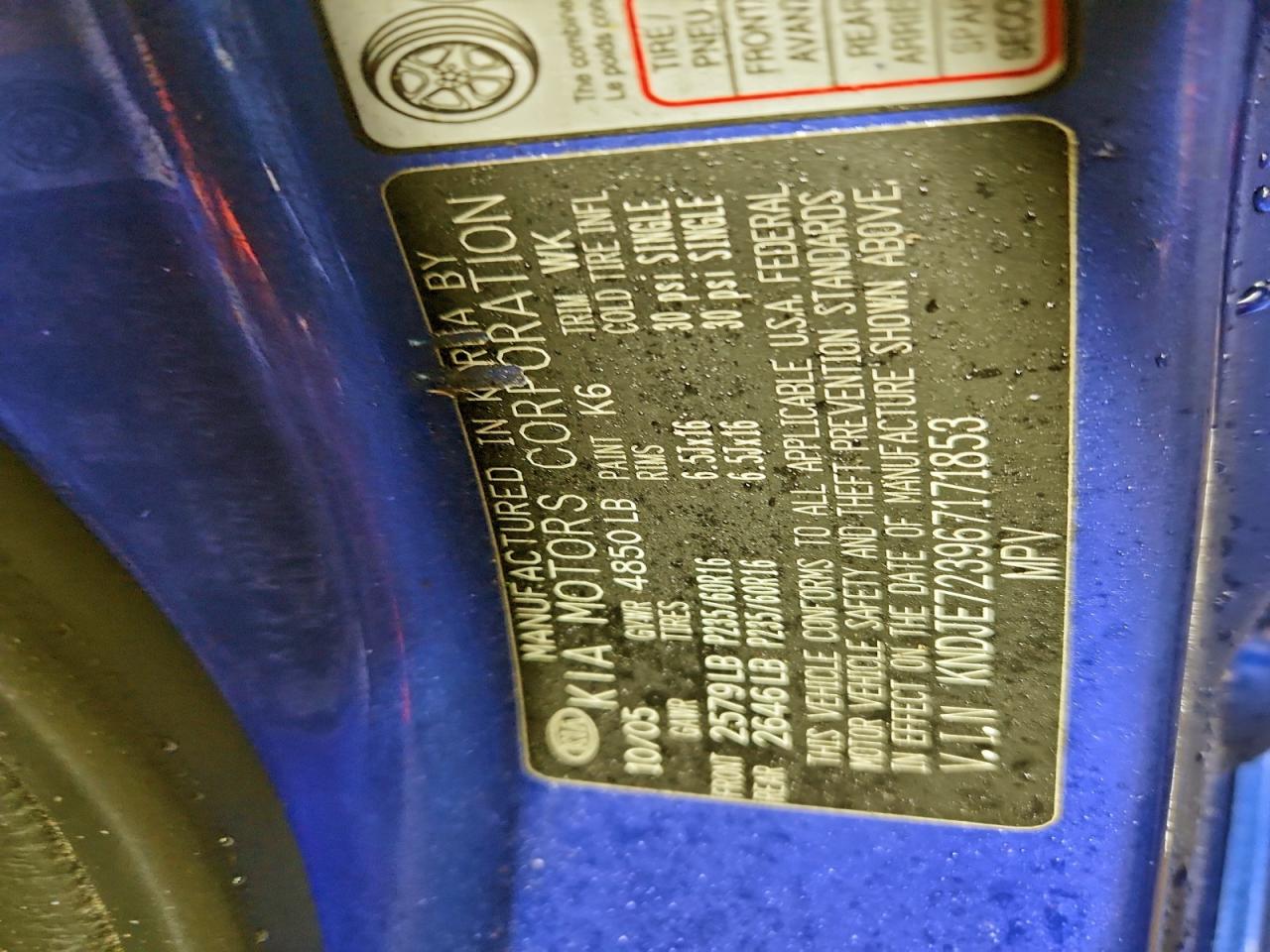 2006 Kia New Sportage Blue vin: KNDJE723967171853