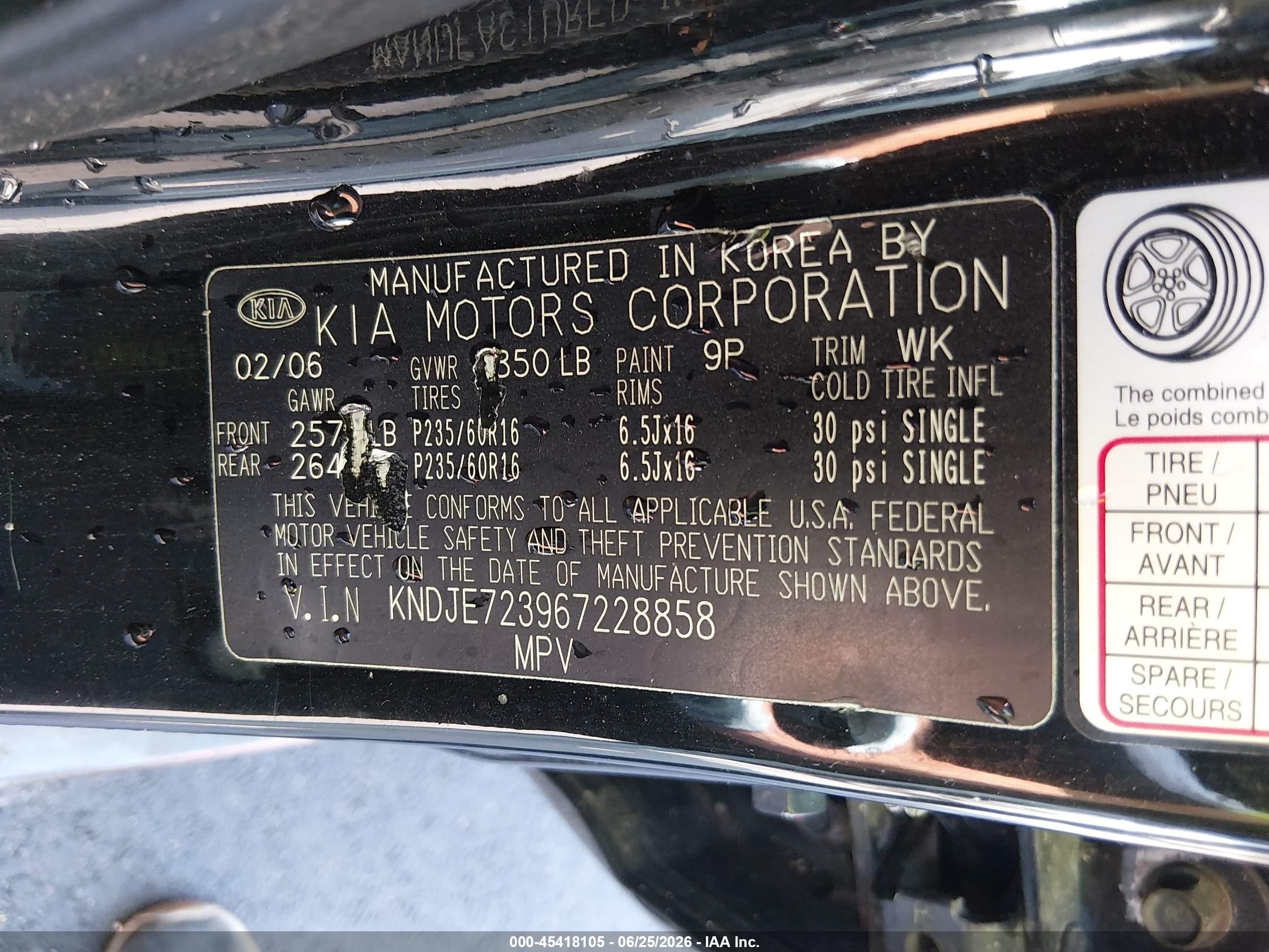 2006 Kia Sportage Ex V6/lx V6 Black vin: KNDJE723967228858