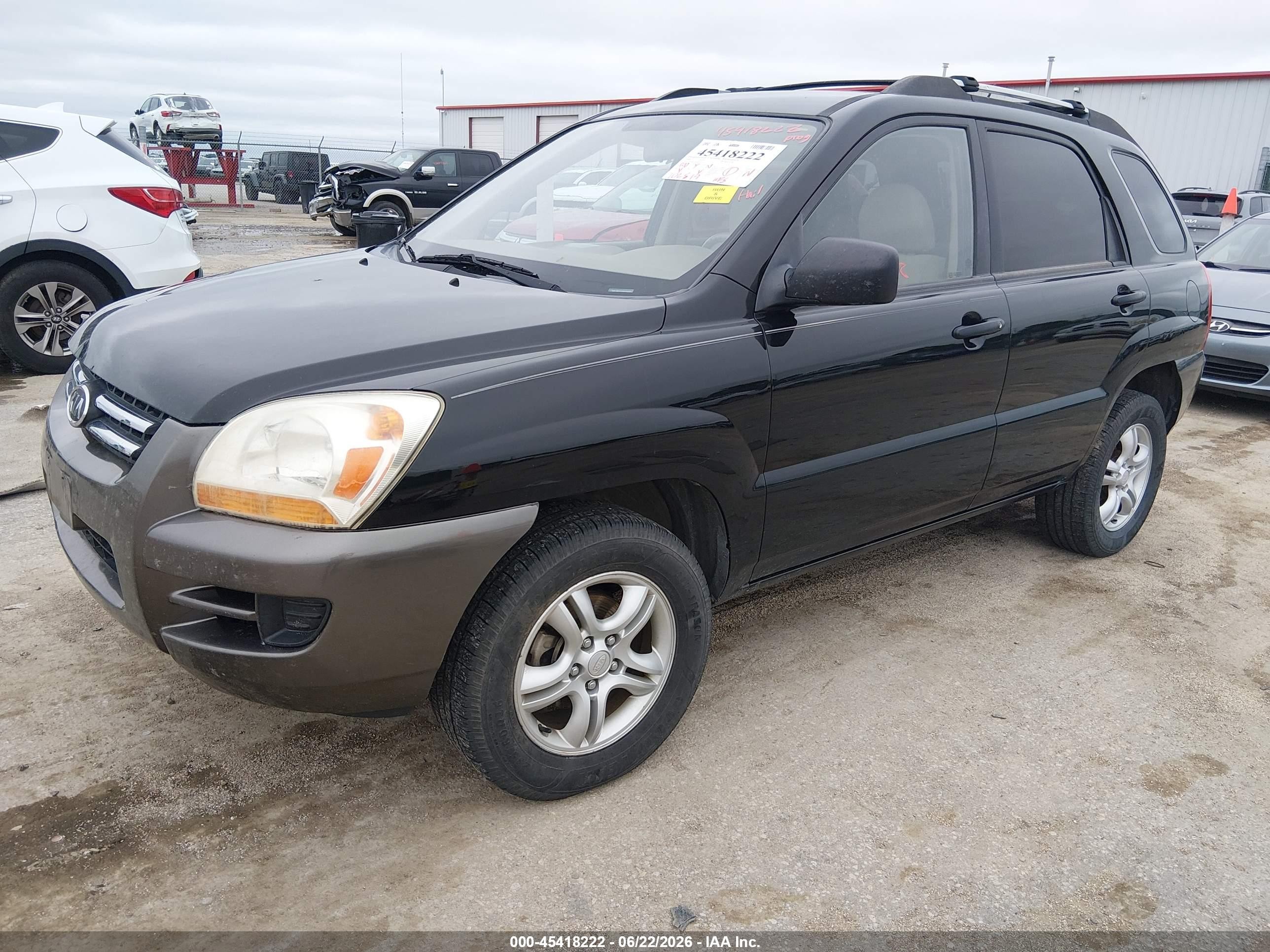 2008 Kia Sportage Lx V6 Black vin: KNDJE723987532503