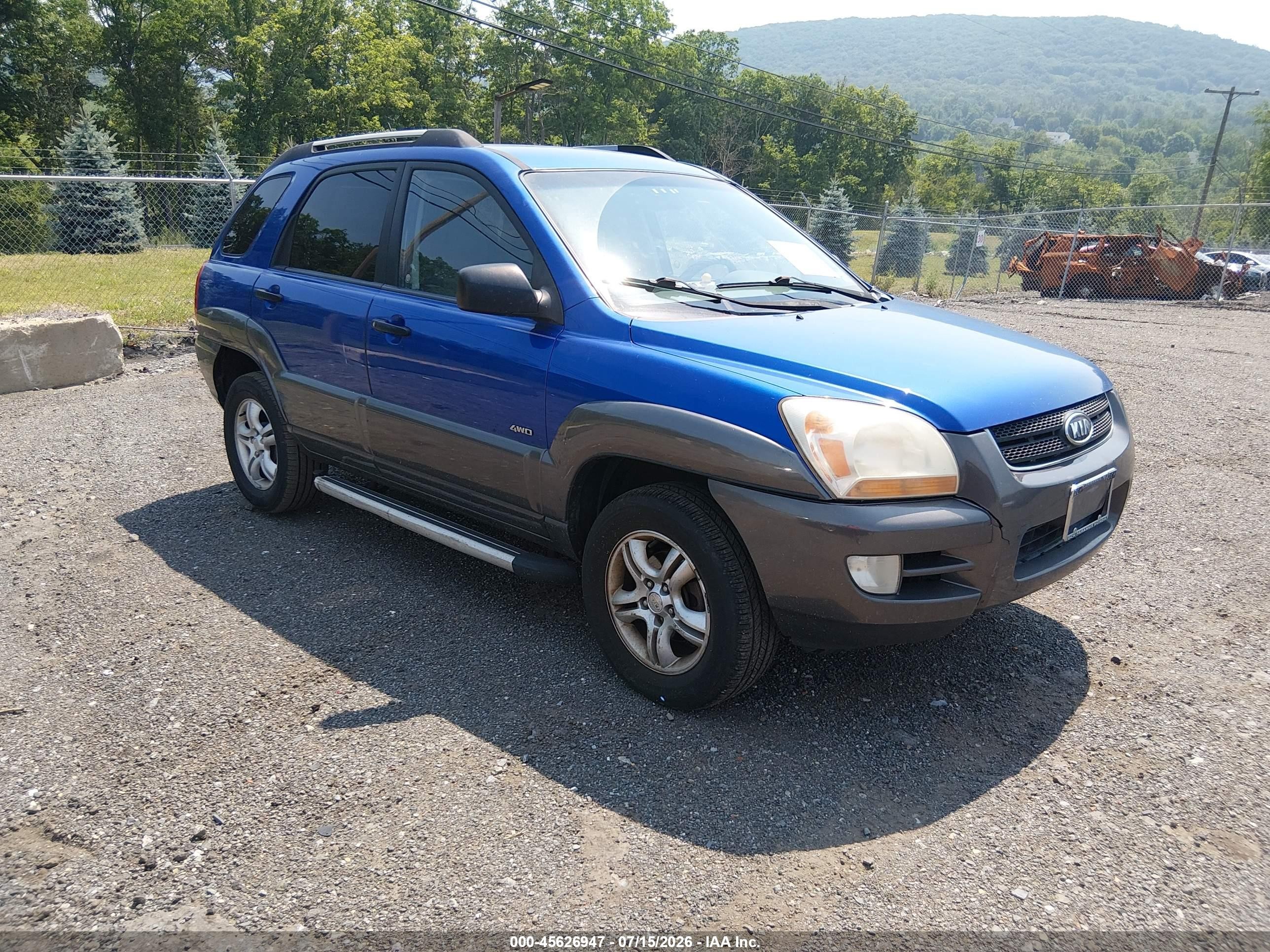 2007 Kia Sportage Lx V6 Blue vin: KNDJE723X77446325