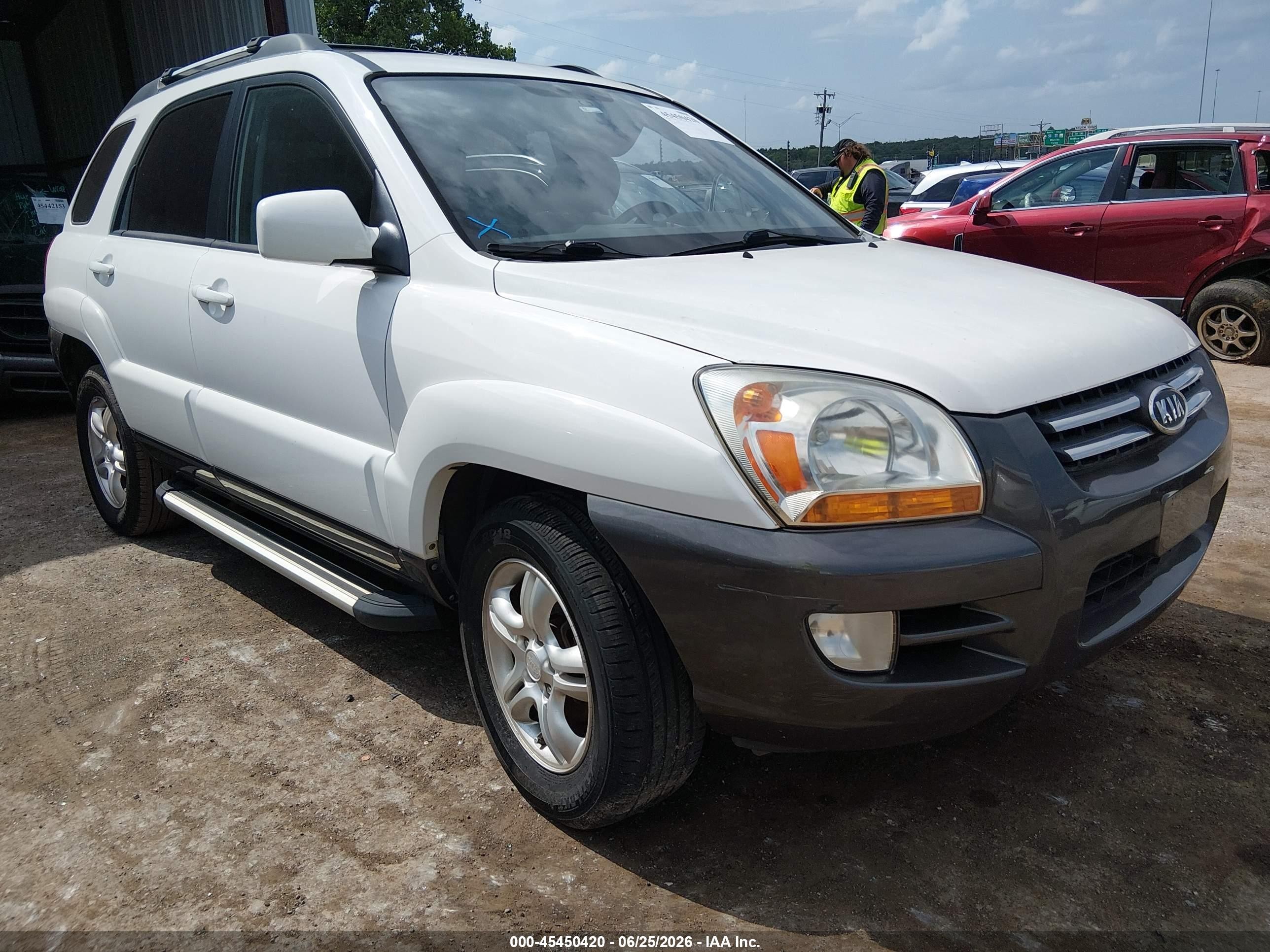 2008 Kia Sportage Ex V6 White vin: KNDJF723087541524