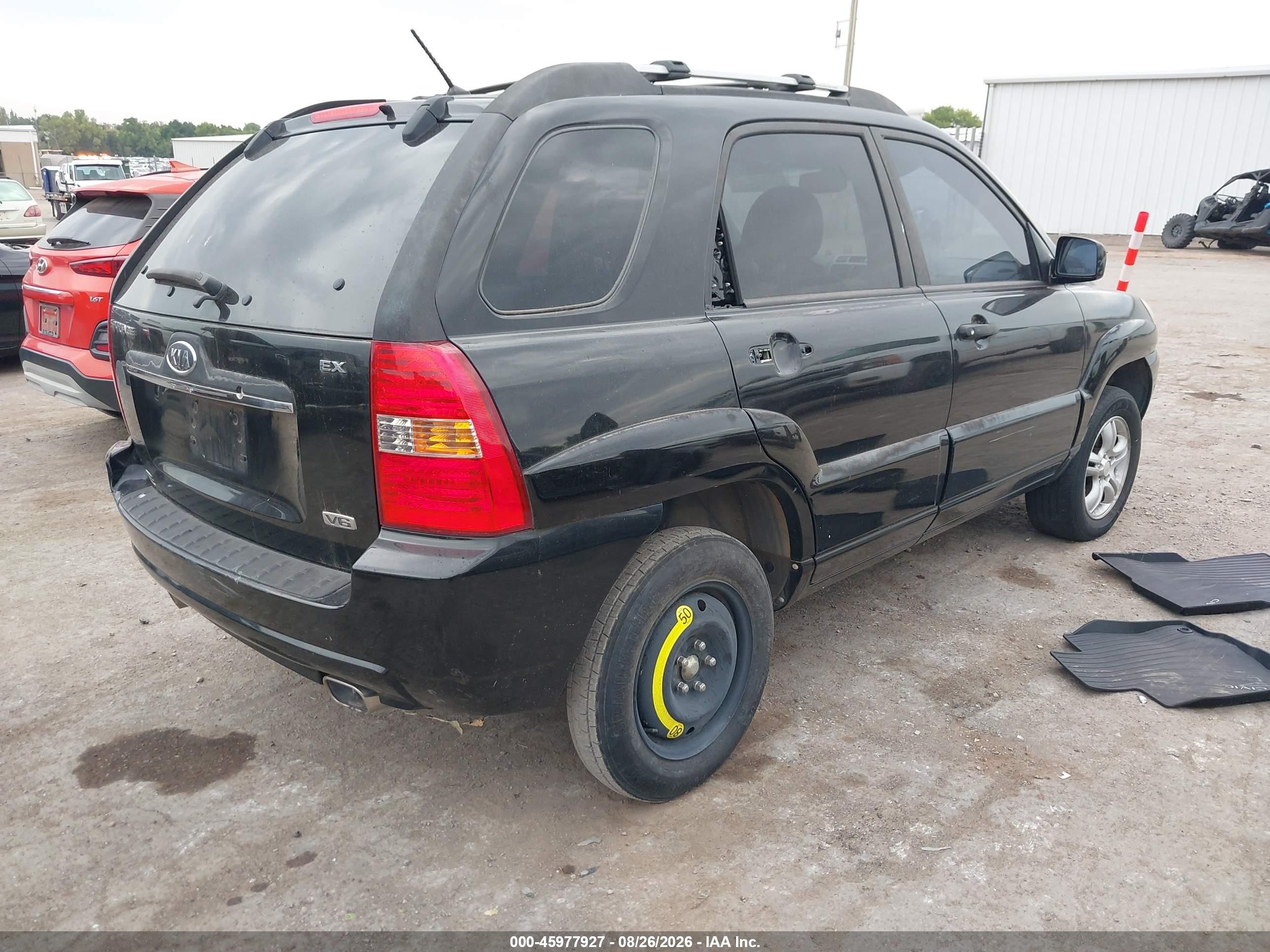 2007 Kia Sportage Ex V6 Black vin: KNDJF723277309005