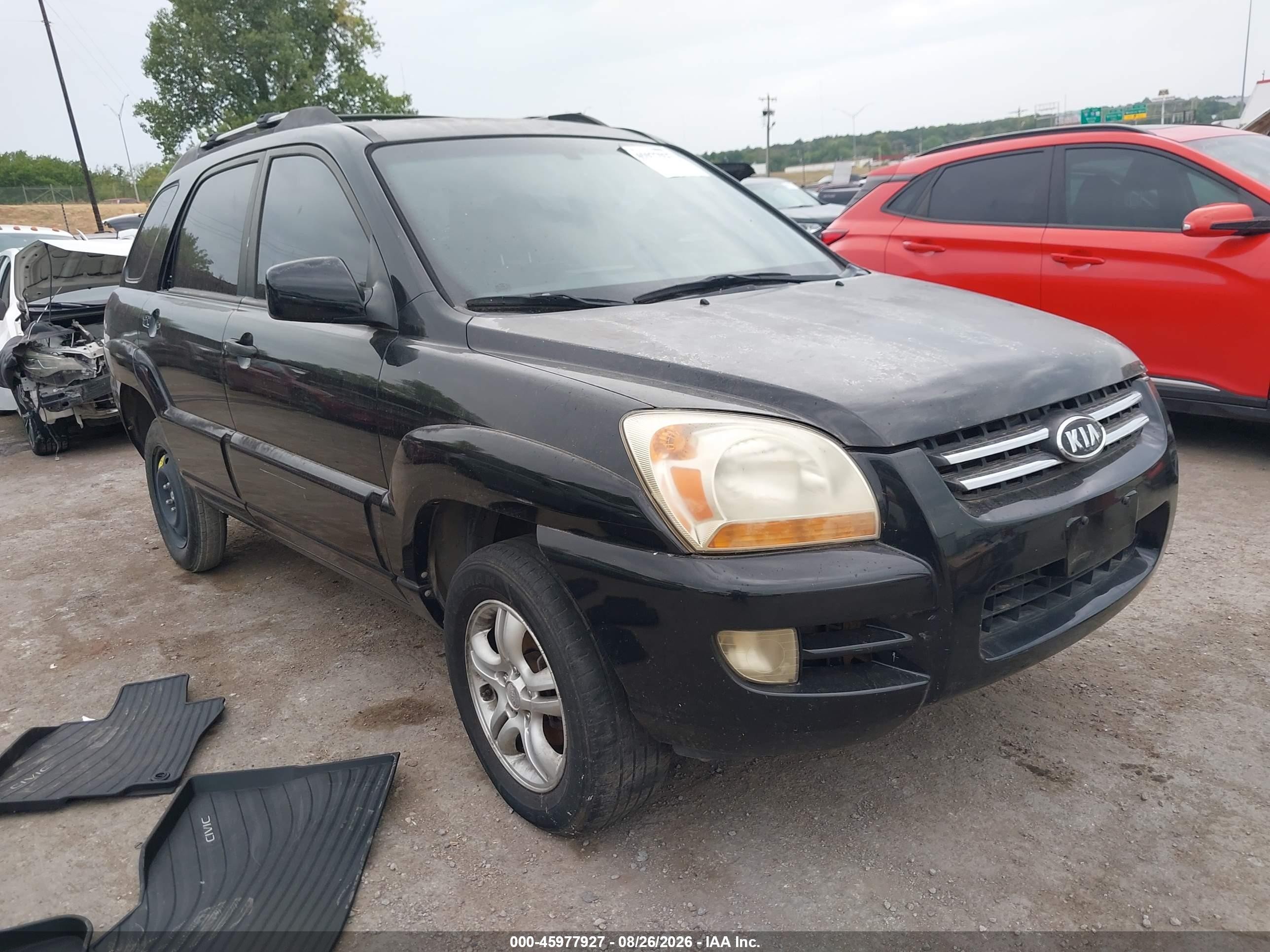 2007 Kia Sportage Ex V6 Black vin: KNDJF723277309005