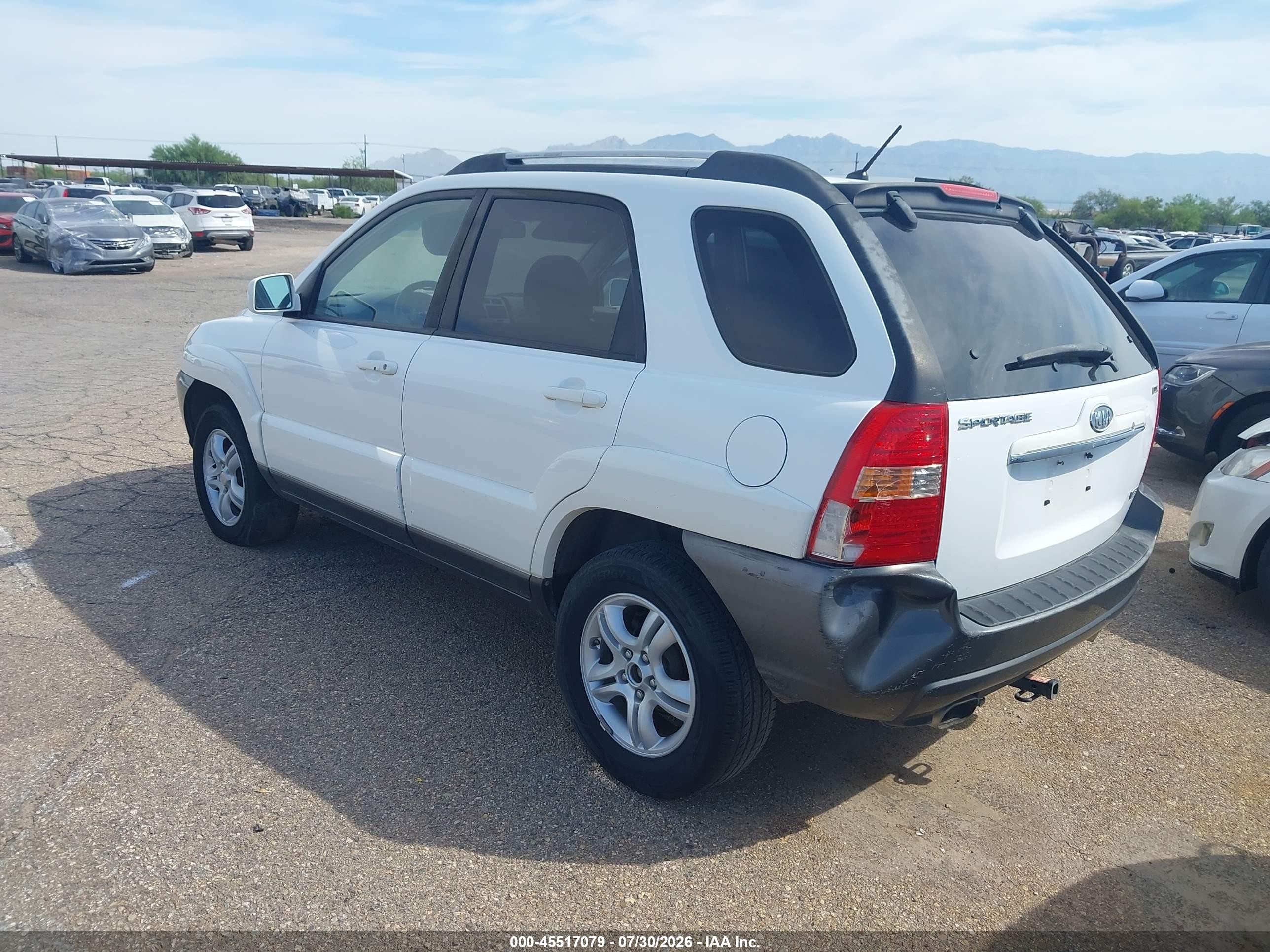 2007 Kia Sportage Ex V6 White vin: KNDJF723377308963