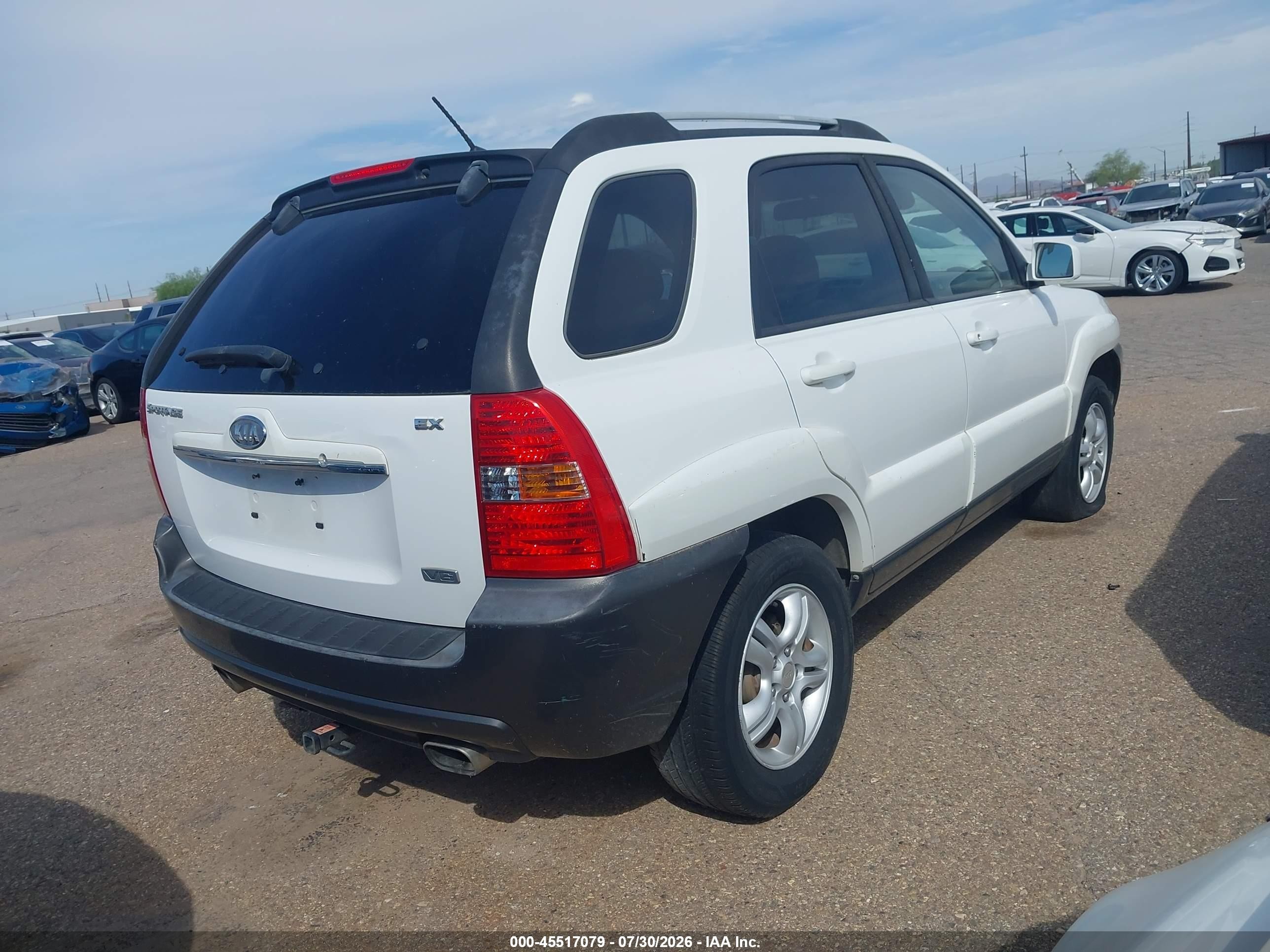 2007 Kia Sportage Ex V6 White vin: KNDJF723377308963