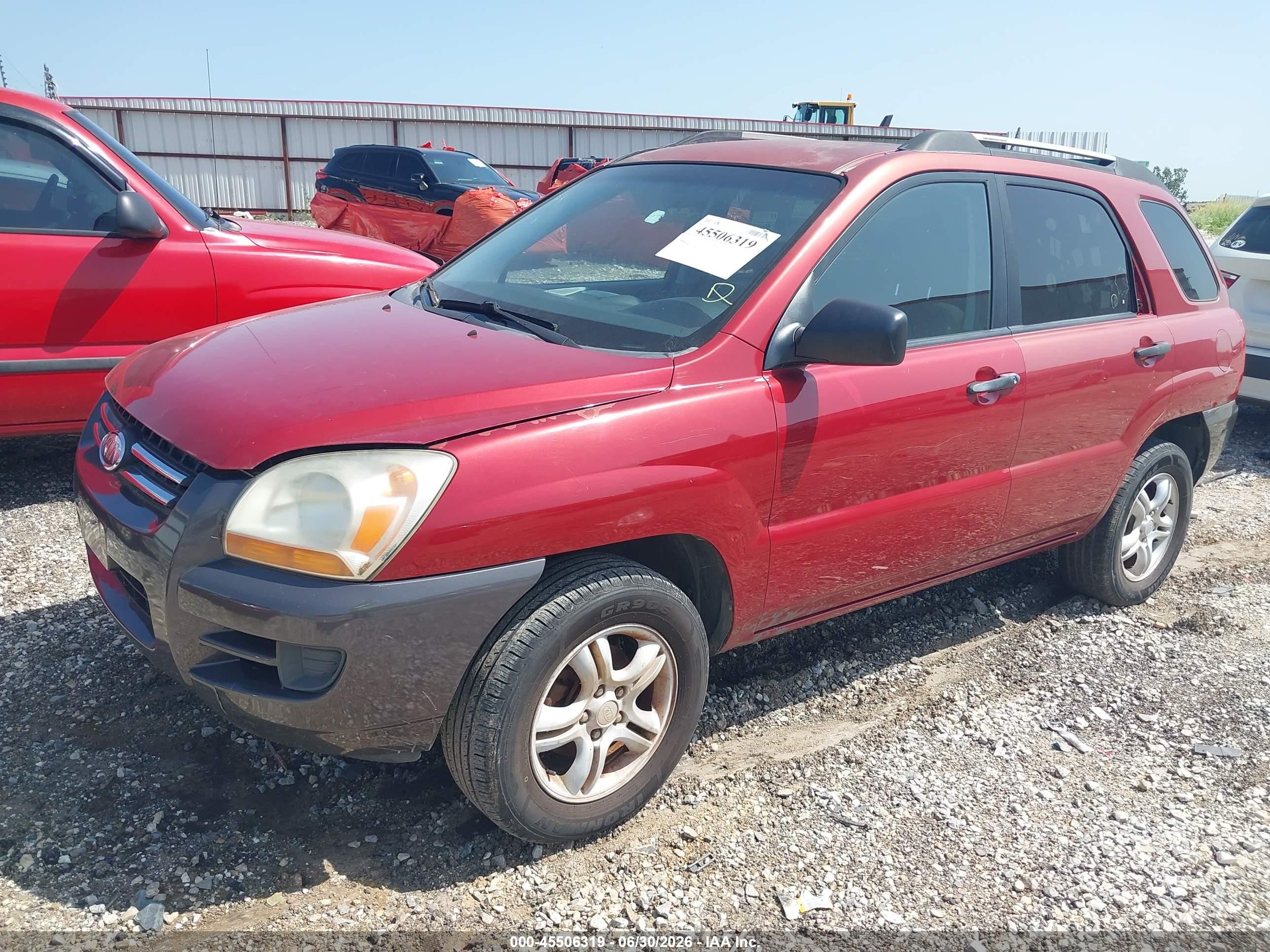 2007 Kia Sportage Lx V6 Red vin: KNDJF723577311282