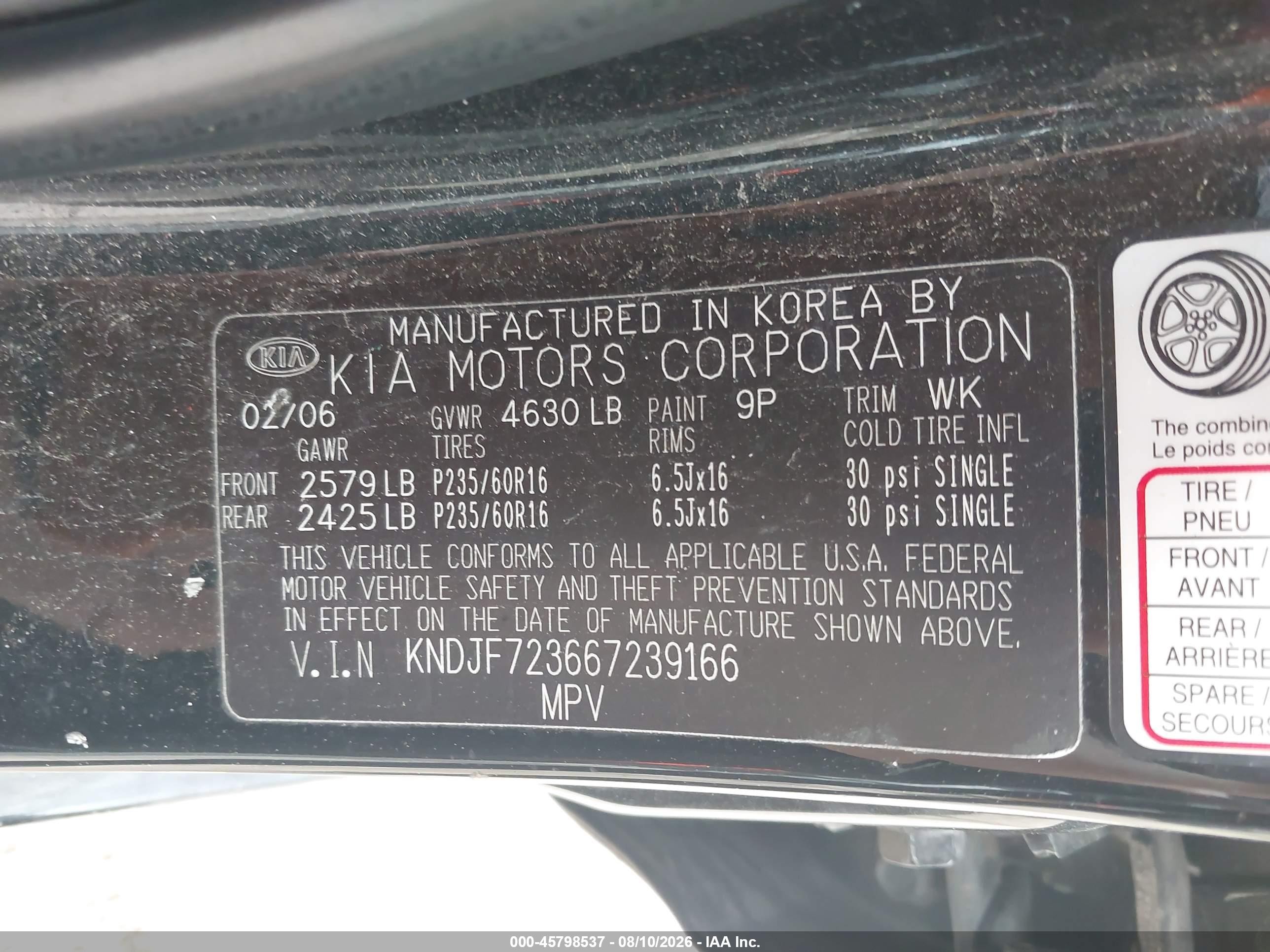 2006 Kia Sportage Ex V6/lx V6 Black vin: KNDJF723667239166