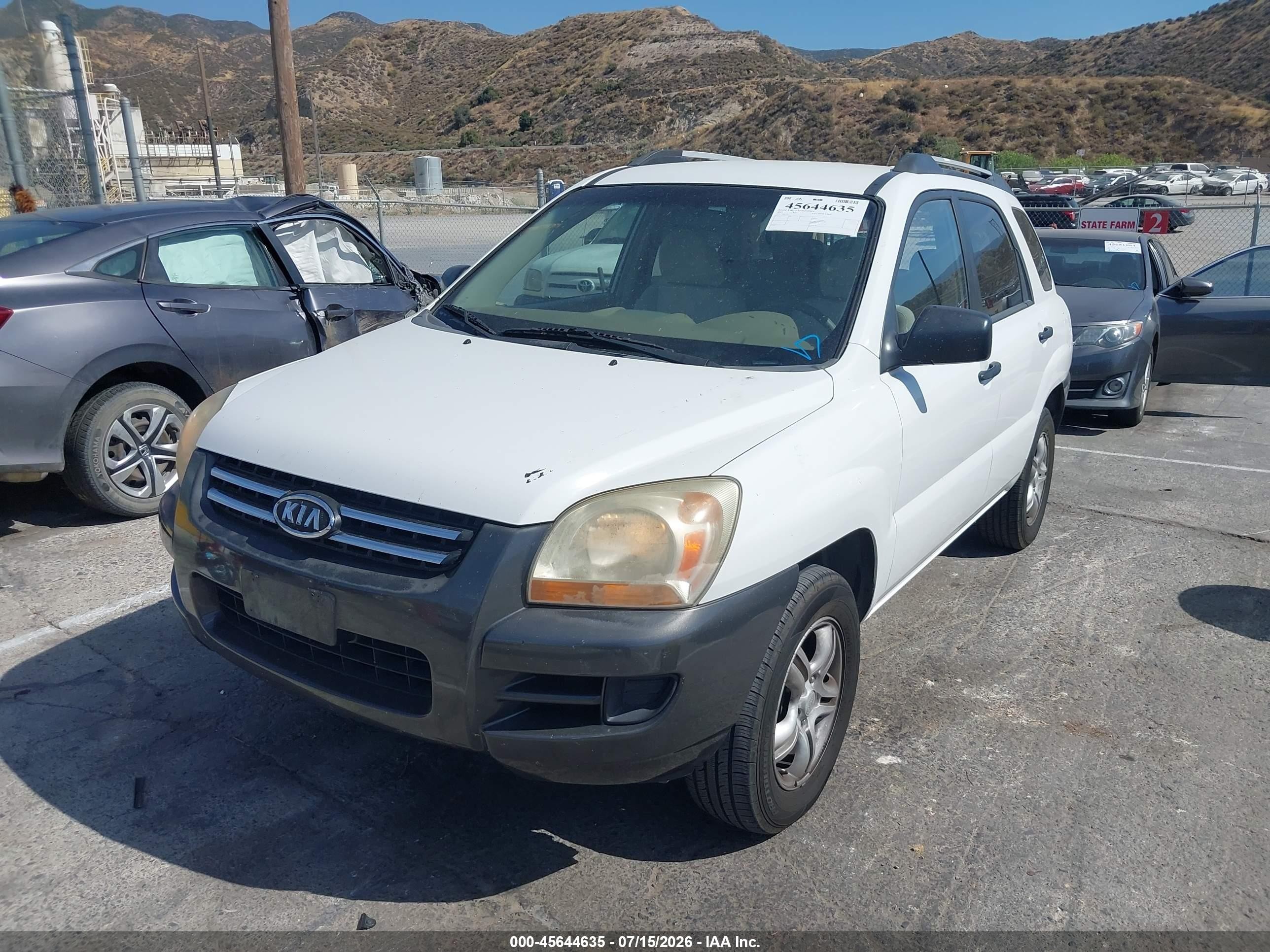 2007 Kia Sportage Lx V6 White vin: KNDJF723677316958