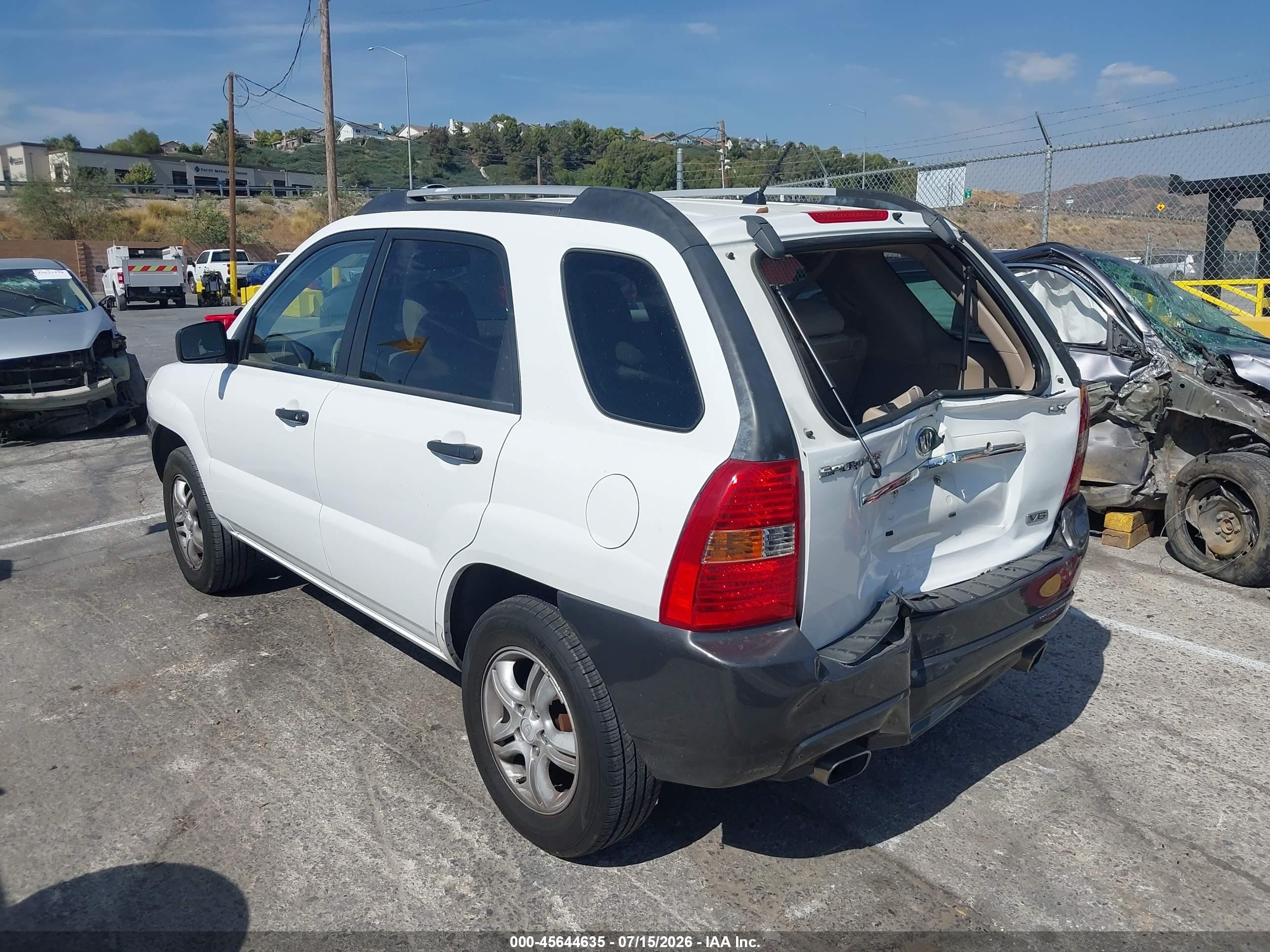2007 Kia Sportage Lx V6 White vin: KNDJF723677316958