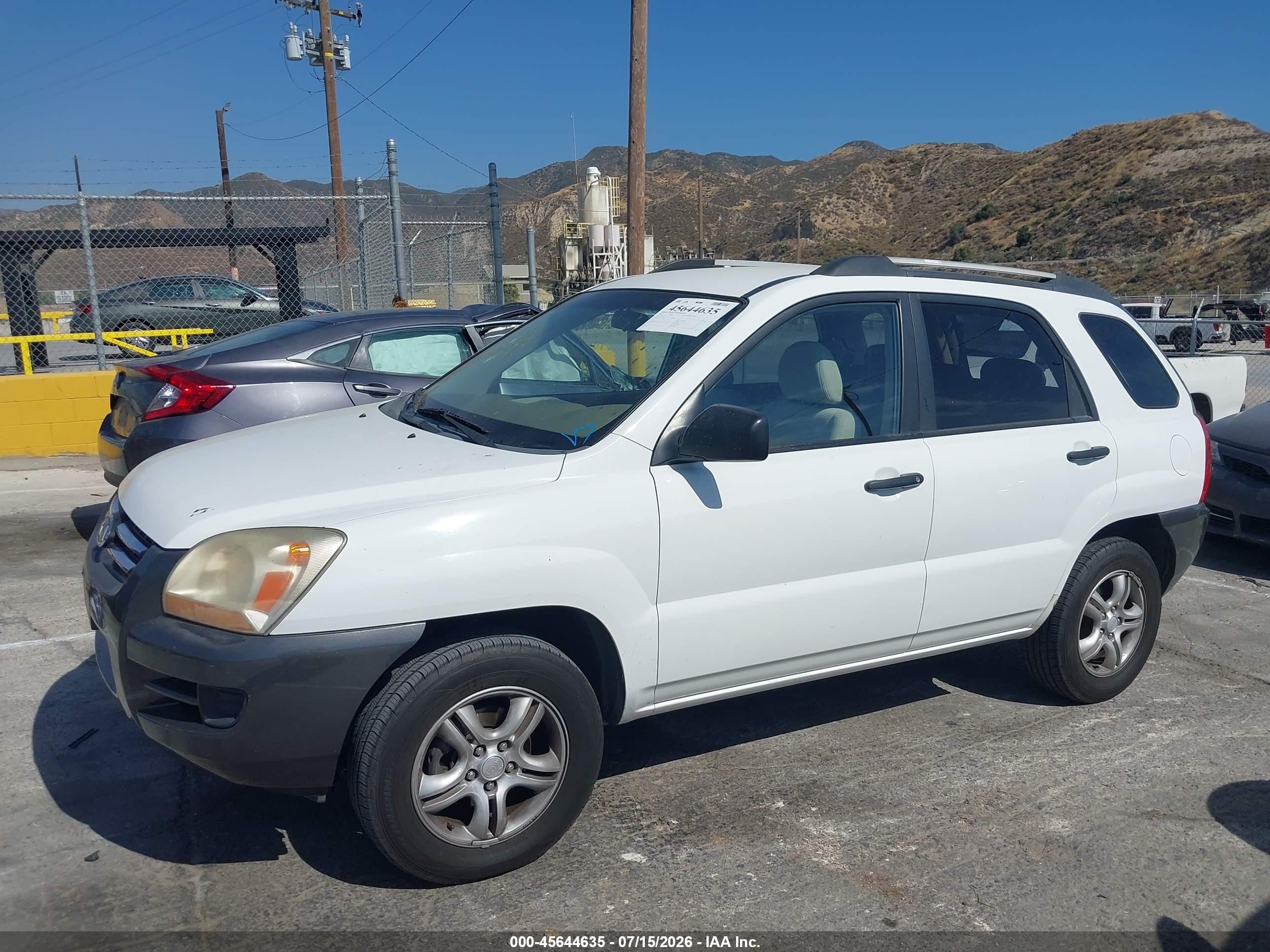 2007 Kia Sportage Lx V6 White vin: KNDJF723677316958