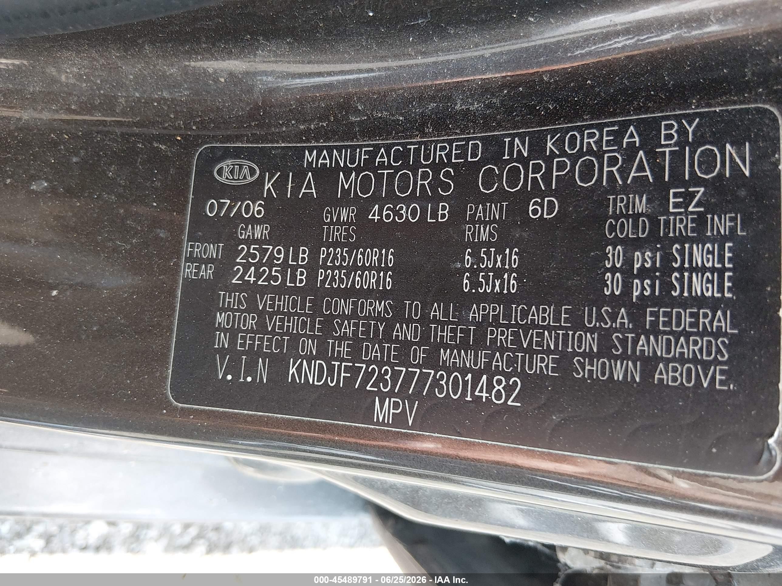 2007 Kia Sportage Ex V6 Brown vin: KNDJF723777301482
