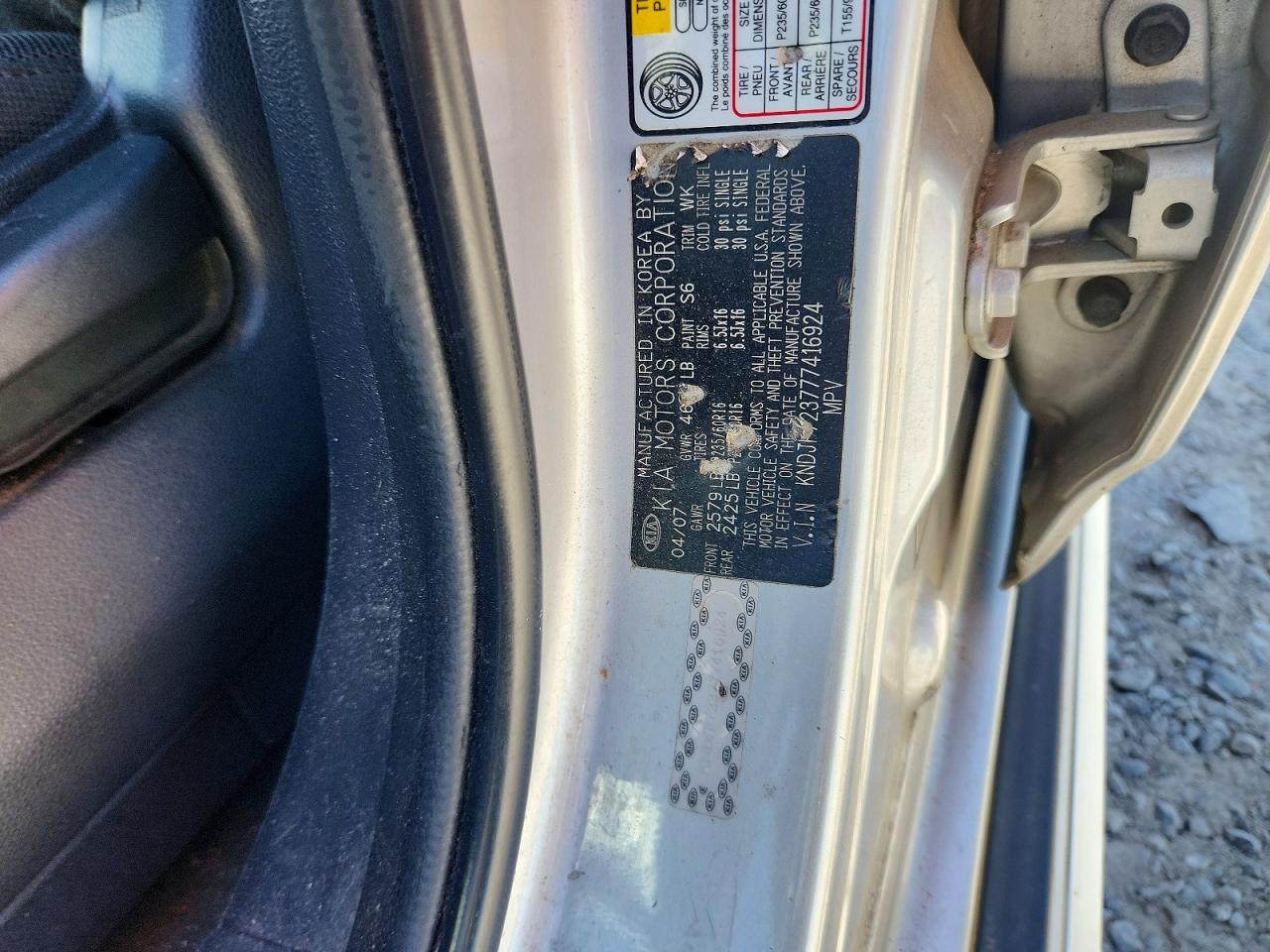 2007 Kia Sportage Lx Silver vin: KNDJF723777416924