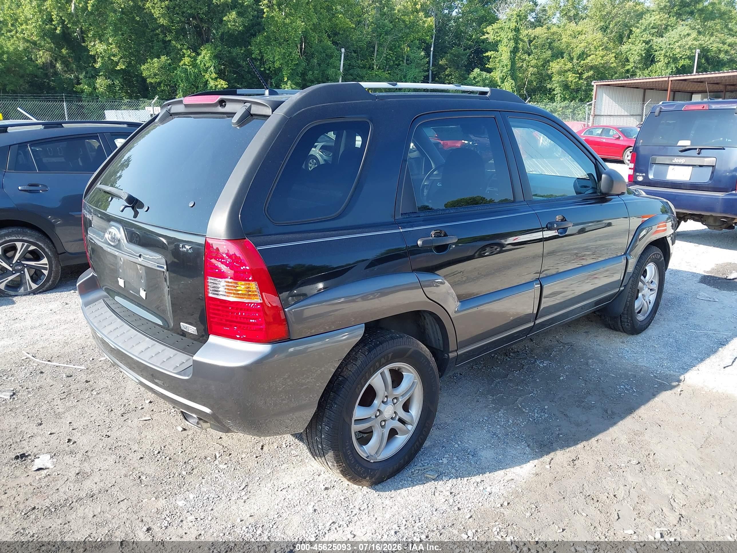 2008 Kia Sportage Lx V6 Black vin: KNDJF723887457645