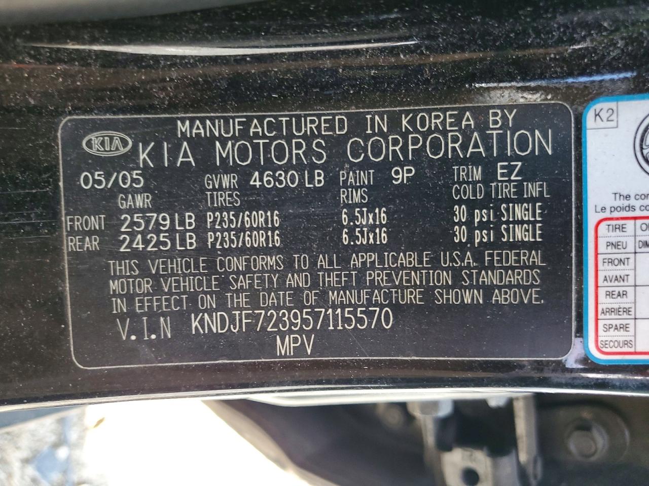 2005 Kia Sportage Lx Black vin: KNDJF723957115570