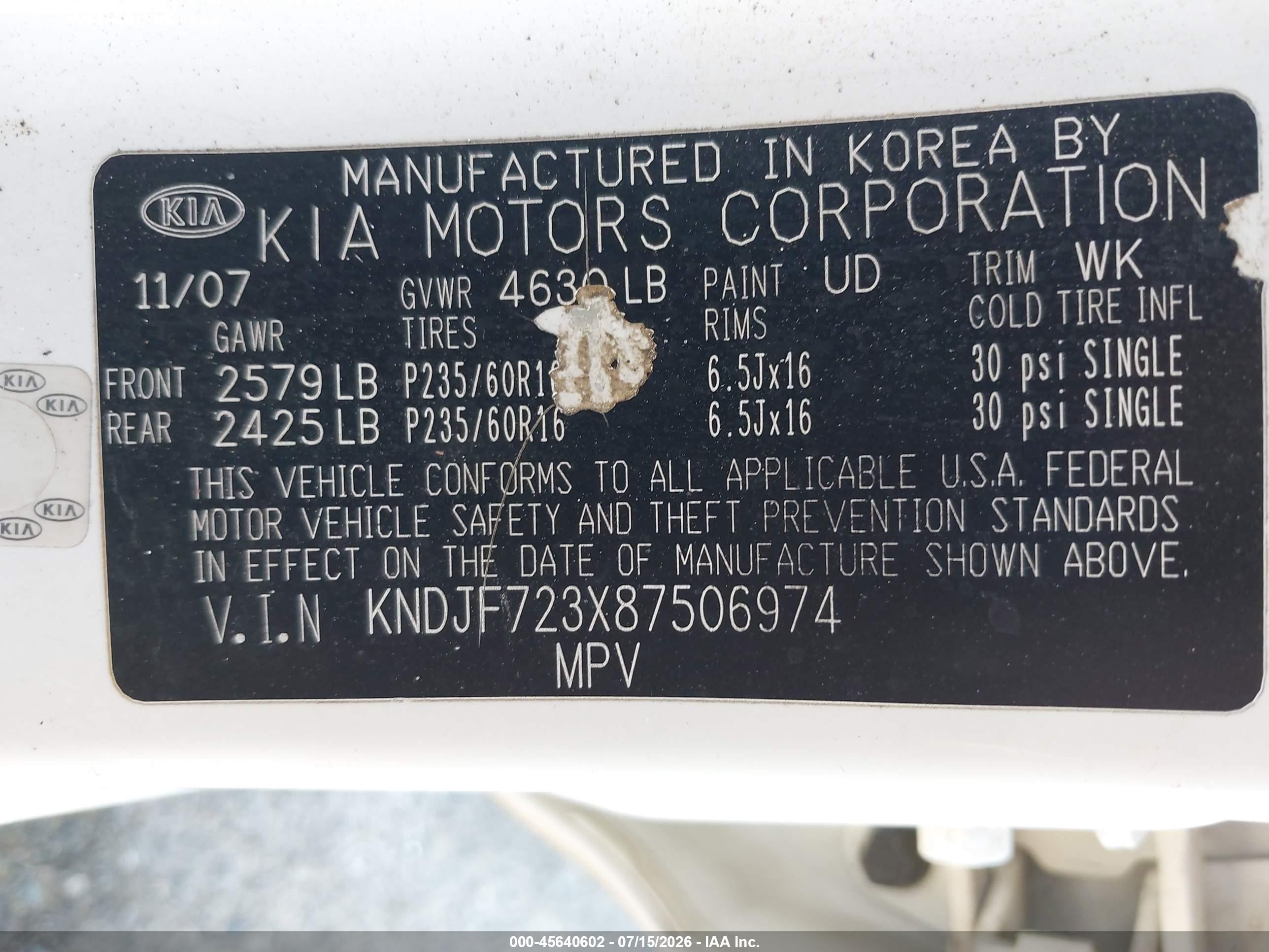 2008 Kia Sportage Lx V6 White vin: KNDJF723X87506974