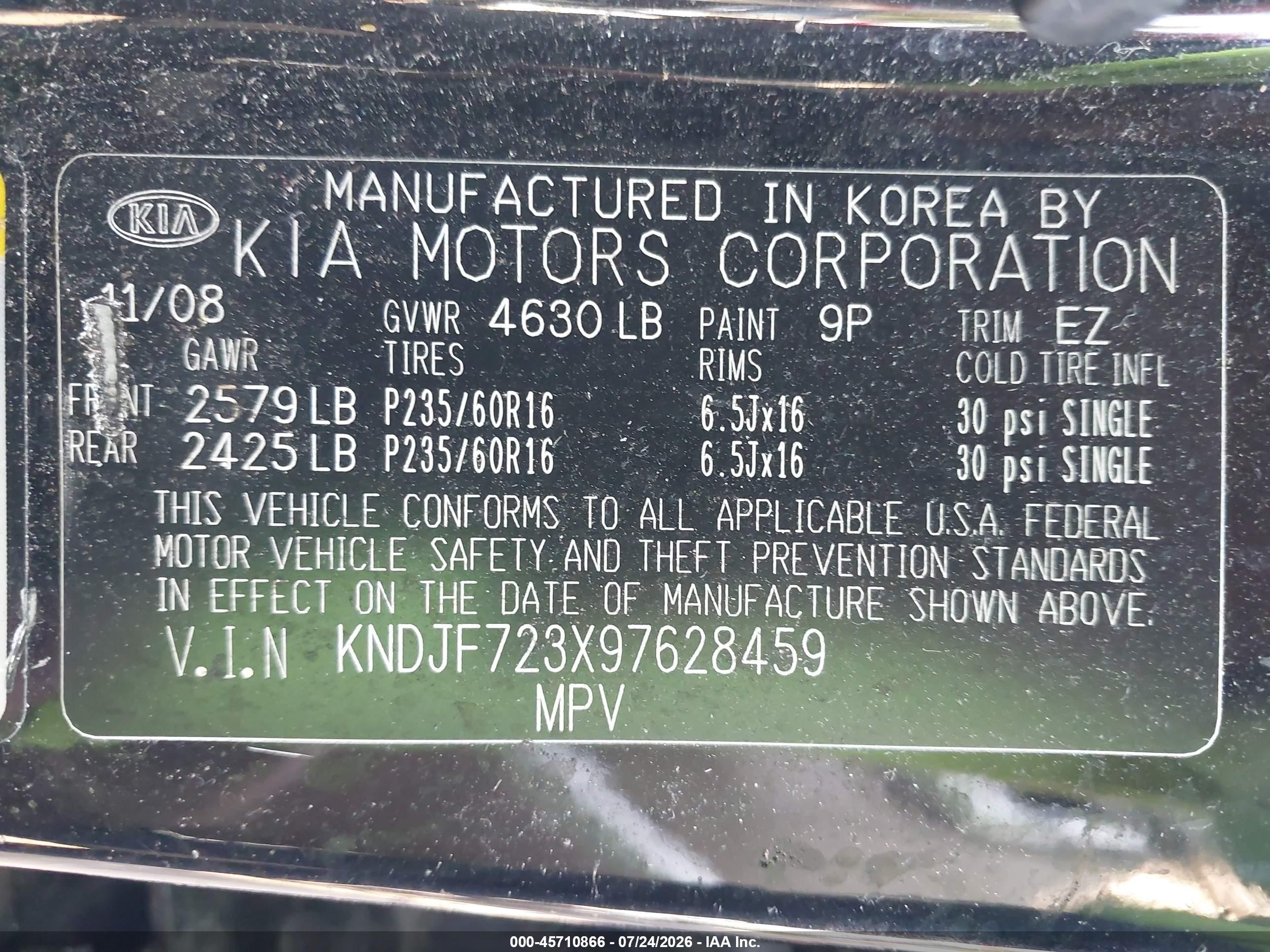 2009 Kia Sportage Ex V6 Black vin: KNDJF723X97628459