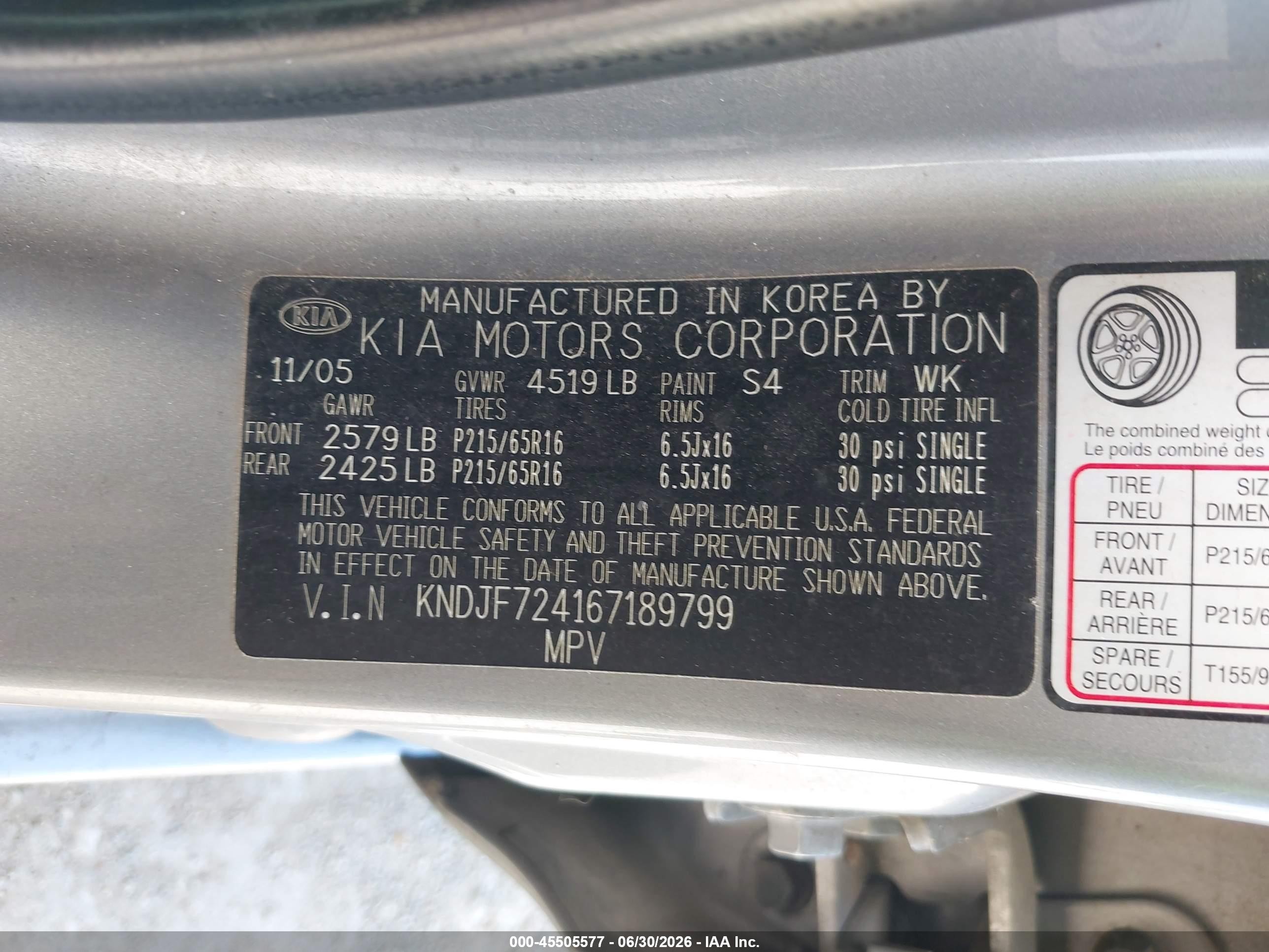 2006 Kia Sportage Lx Gray vin: KNDJF724167189799