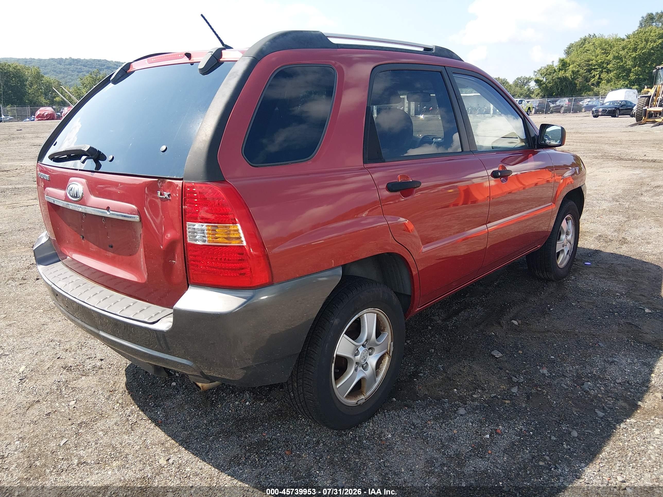 2007 Kia Sportage Lx Red vin: KNDJF724277429914