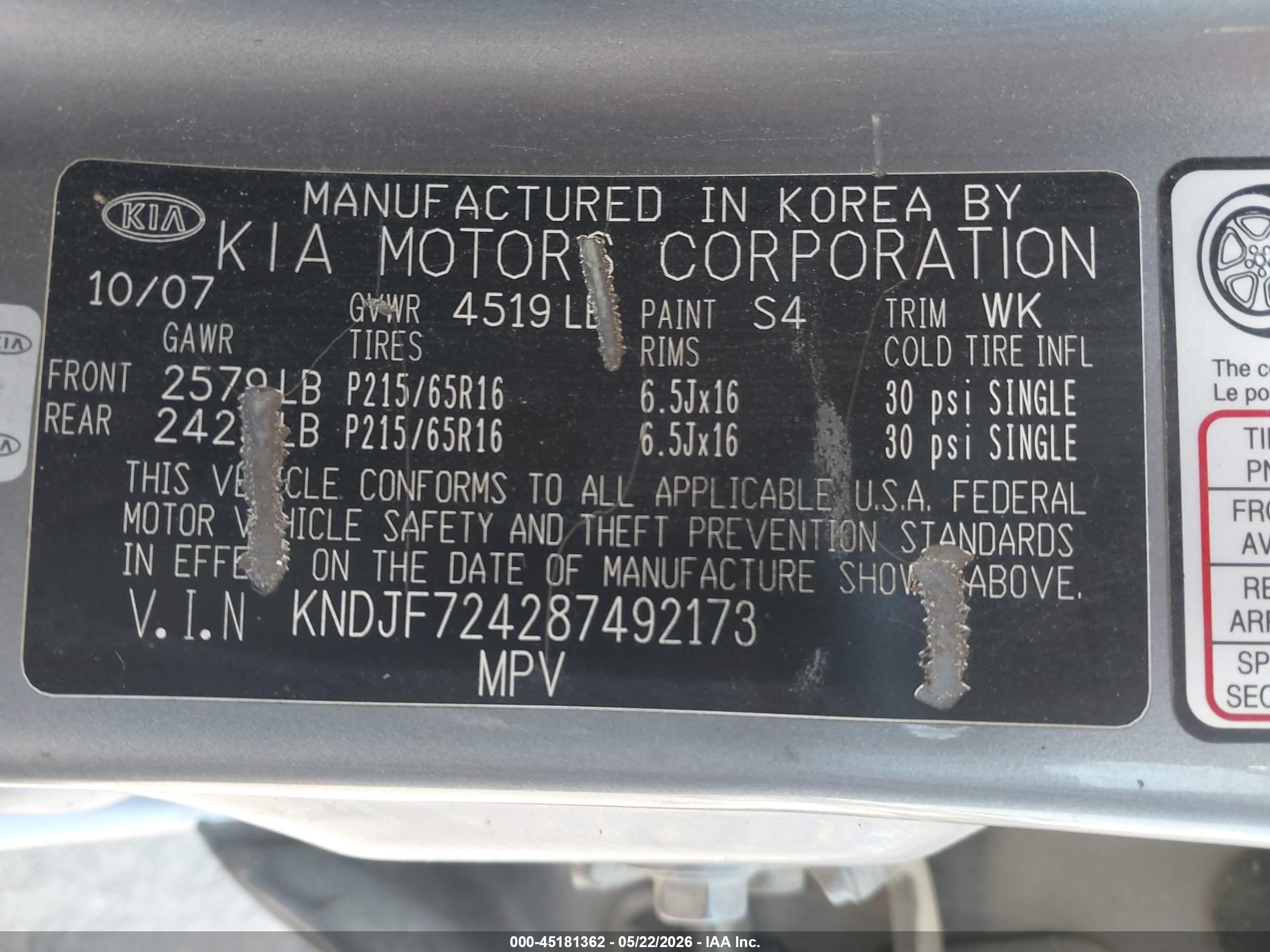 2008 Kia Sportage Lx Gray vin: KNDJF724287492173