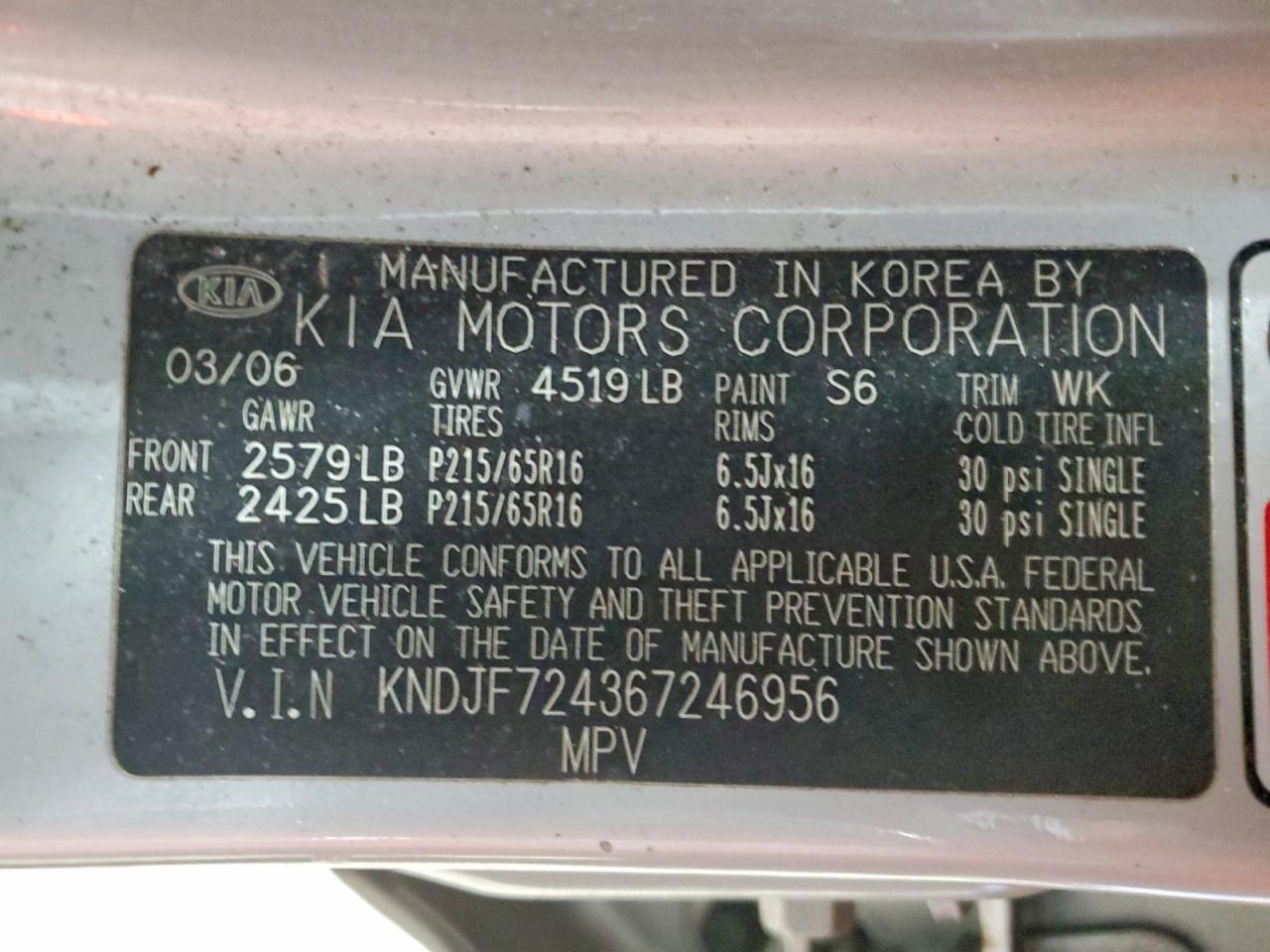 2006 Kia New Sportage Silver vin: KNDJF724367246956