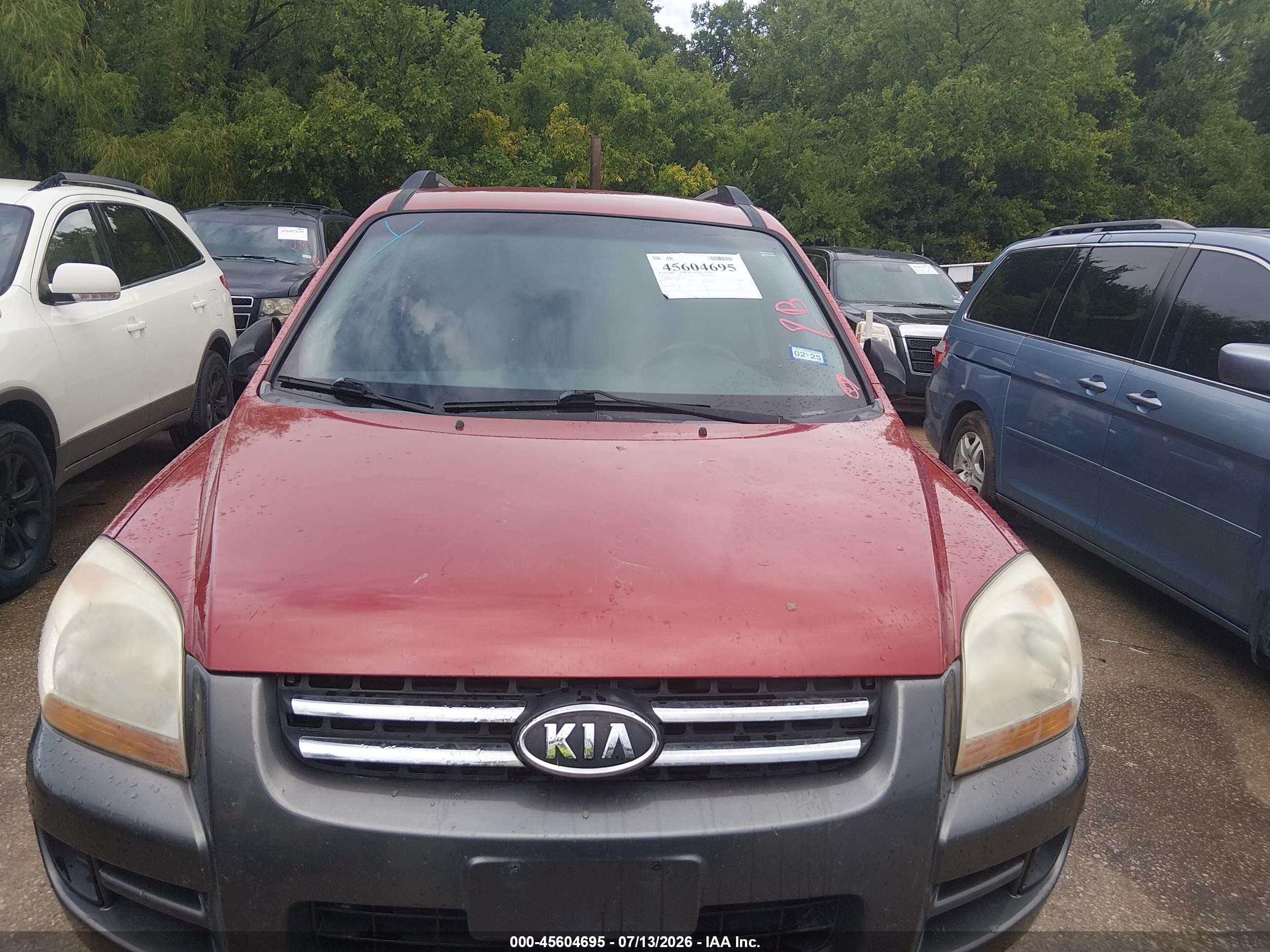 2008 Kia Sportage Lx Red vin: KNDJF724387452443
