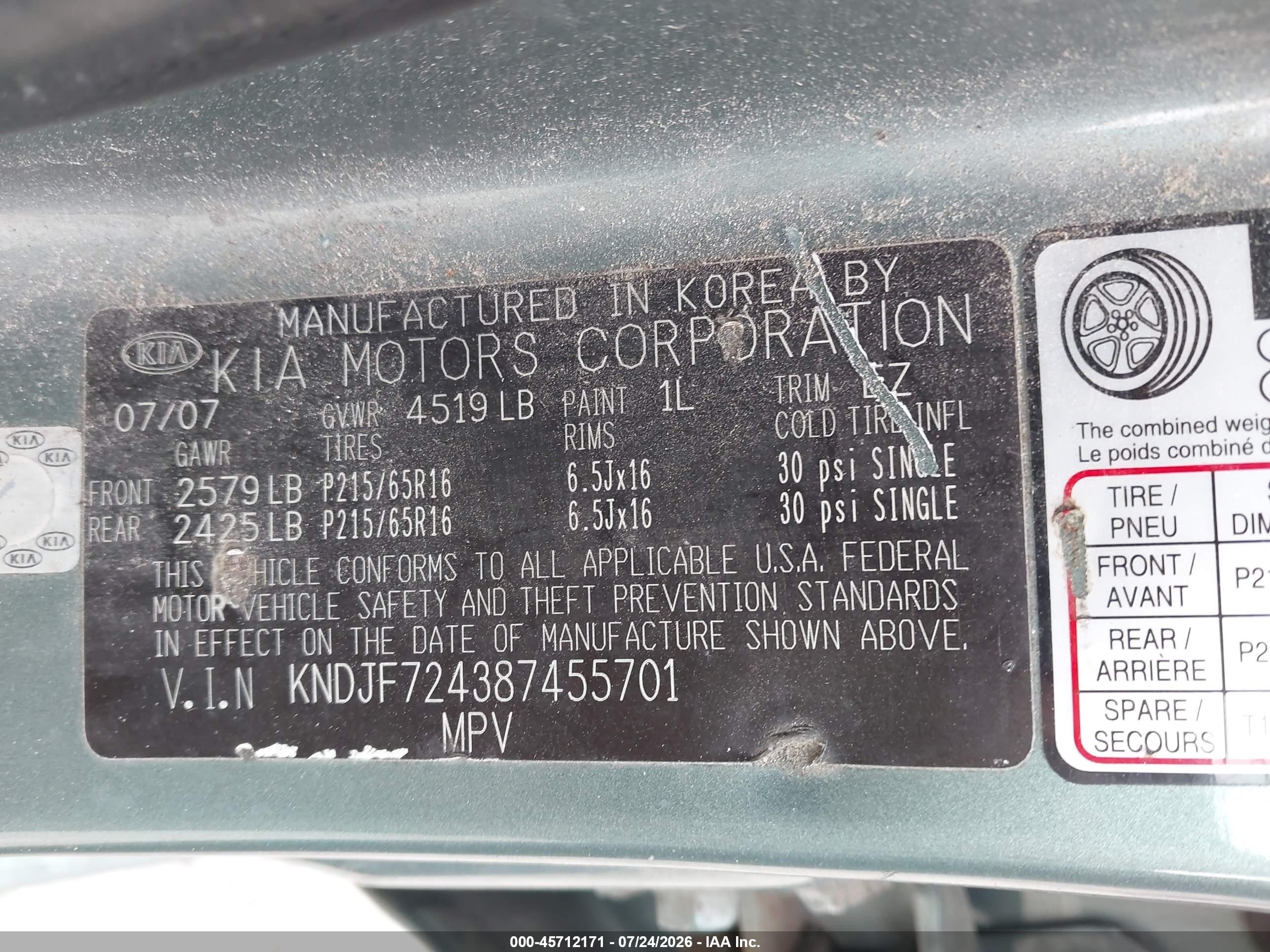 2008 Kia Sportage Lx Green vin: KNDJF724387455701