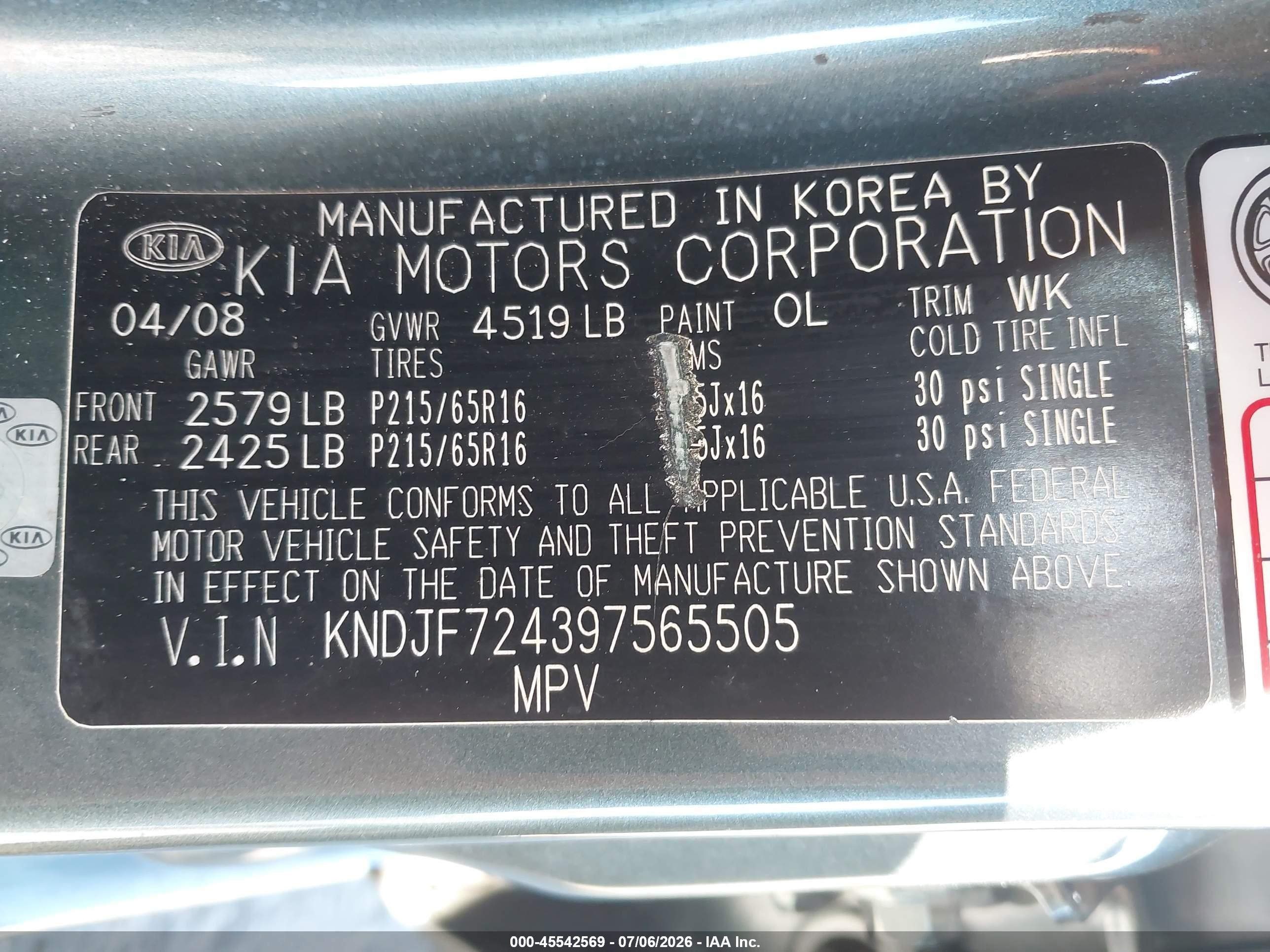 2009 Kia Sportage Lx Light Blue vin: KNDJF724397565505